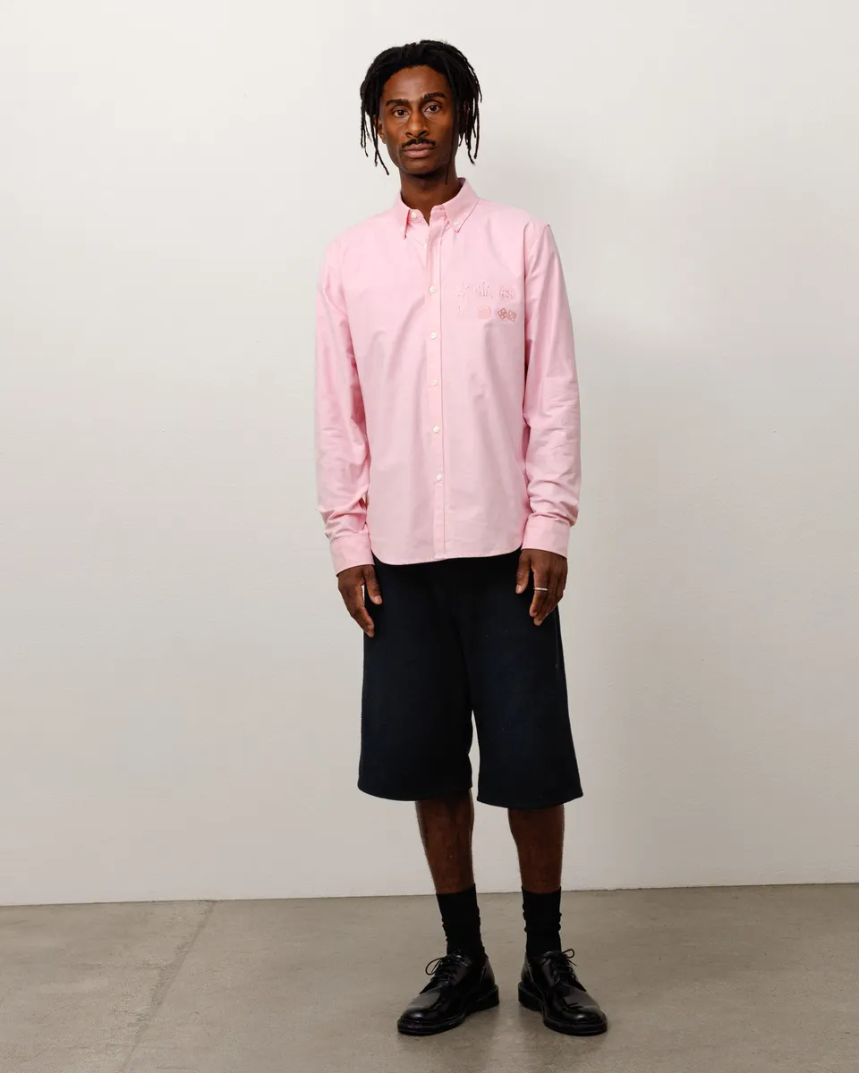 Stussy Junya Button Down camicia PINK cotone Oxford