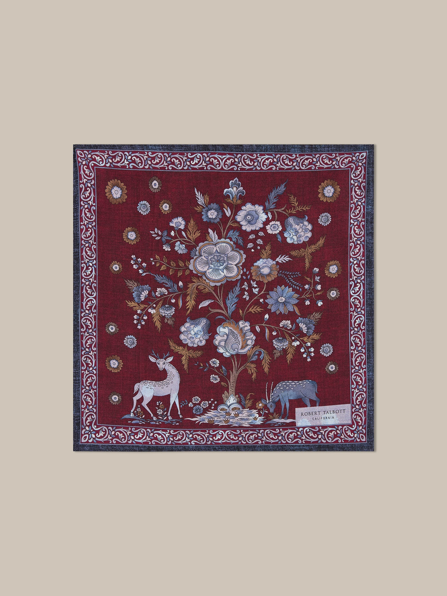 Robert Talbott Collins Garden fazzoletto bordeaux seta