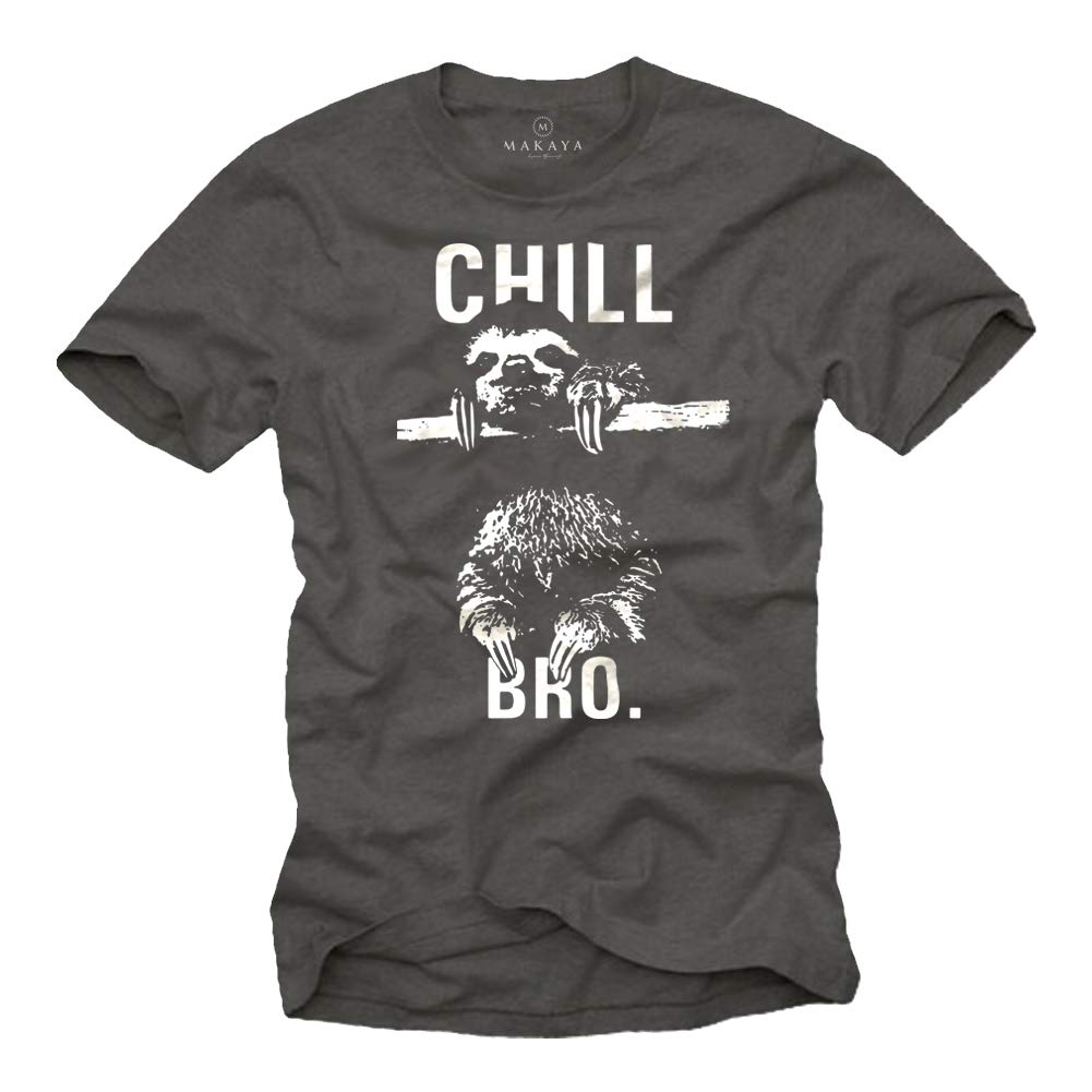 MAKAYA Chill Bro maglietta uomo bradipo cotone