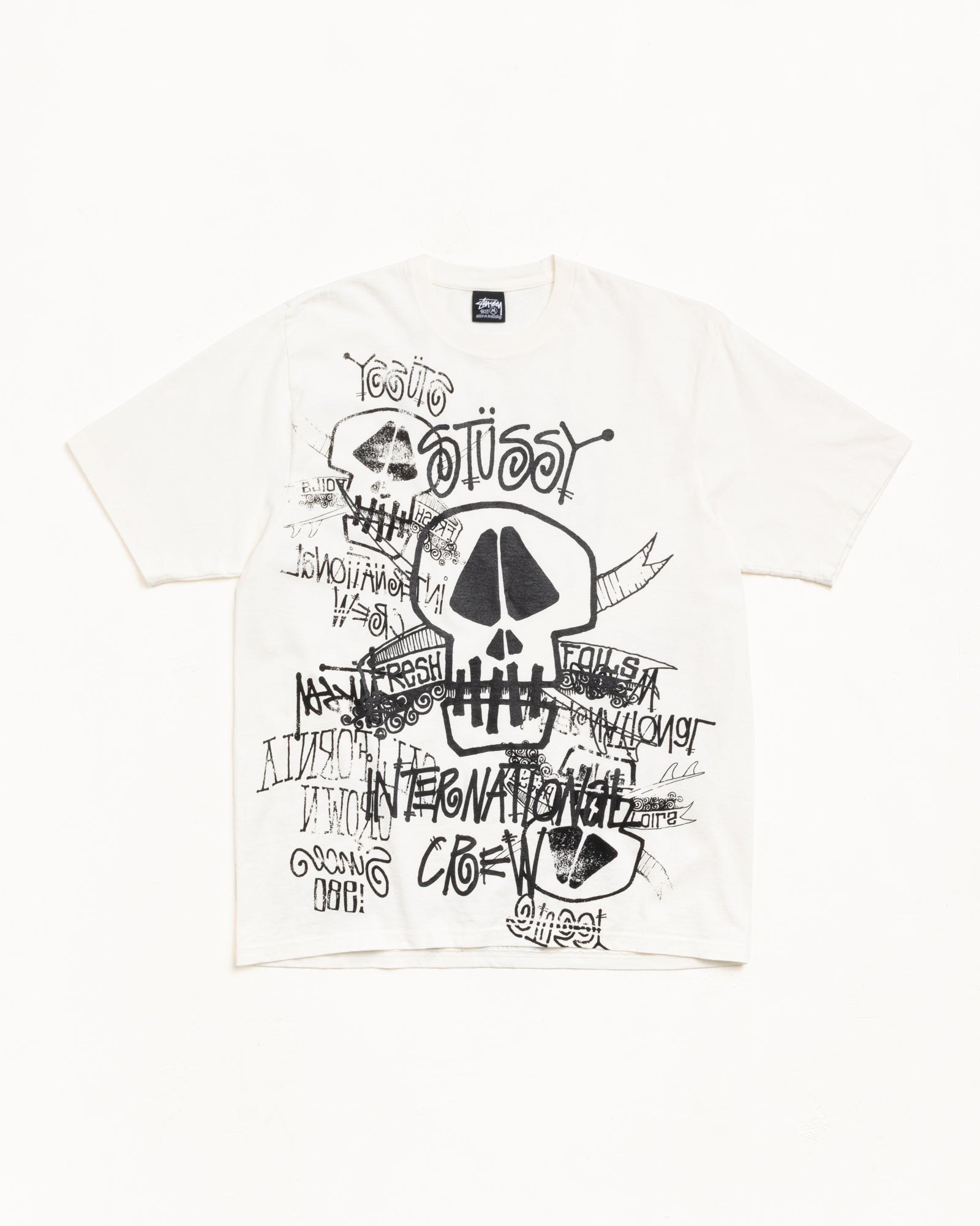 Stussy Skulls Tee Pigment Dyed maglietta beige cotone