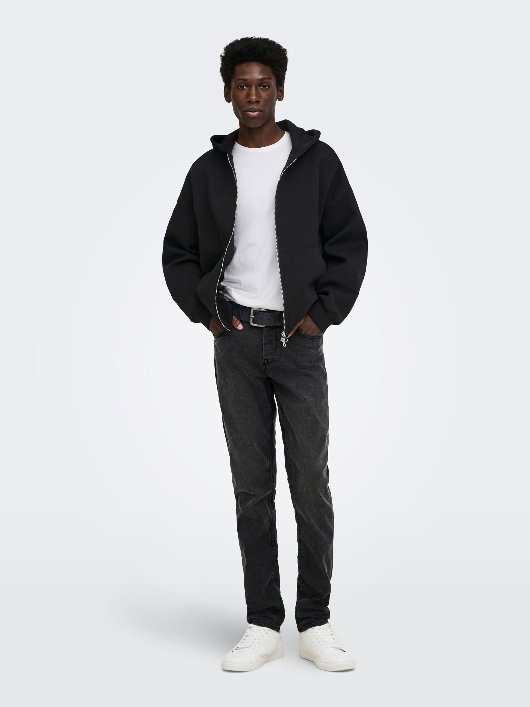 Only & Sons Onsgoyle Boxy Felpa Zip Uomo Nero L