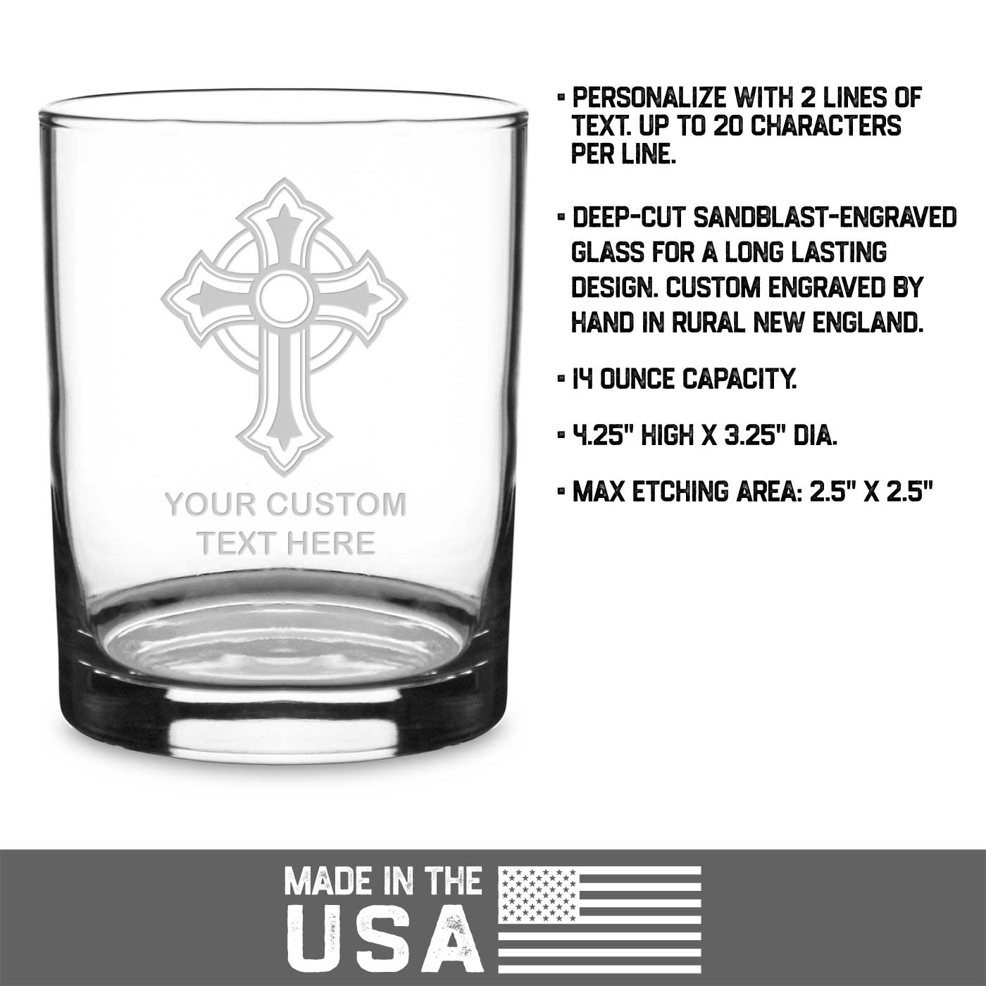 7.62 Design Christian Cross Bicchiere Whiskey 14 oz