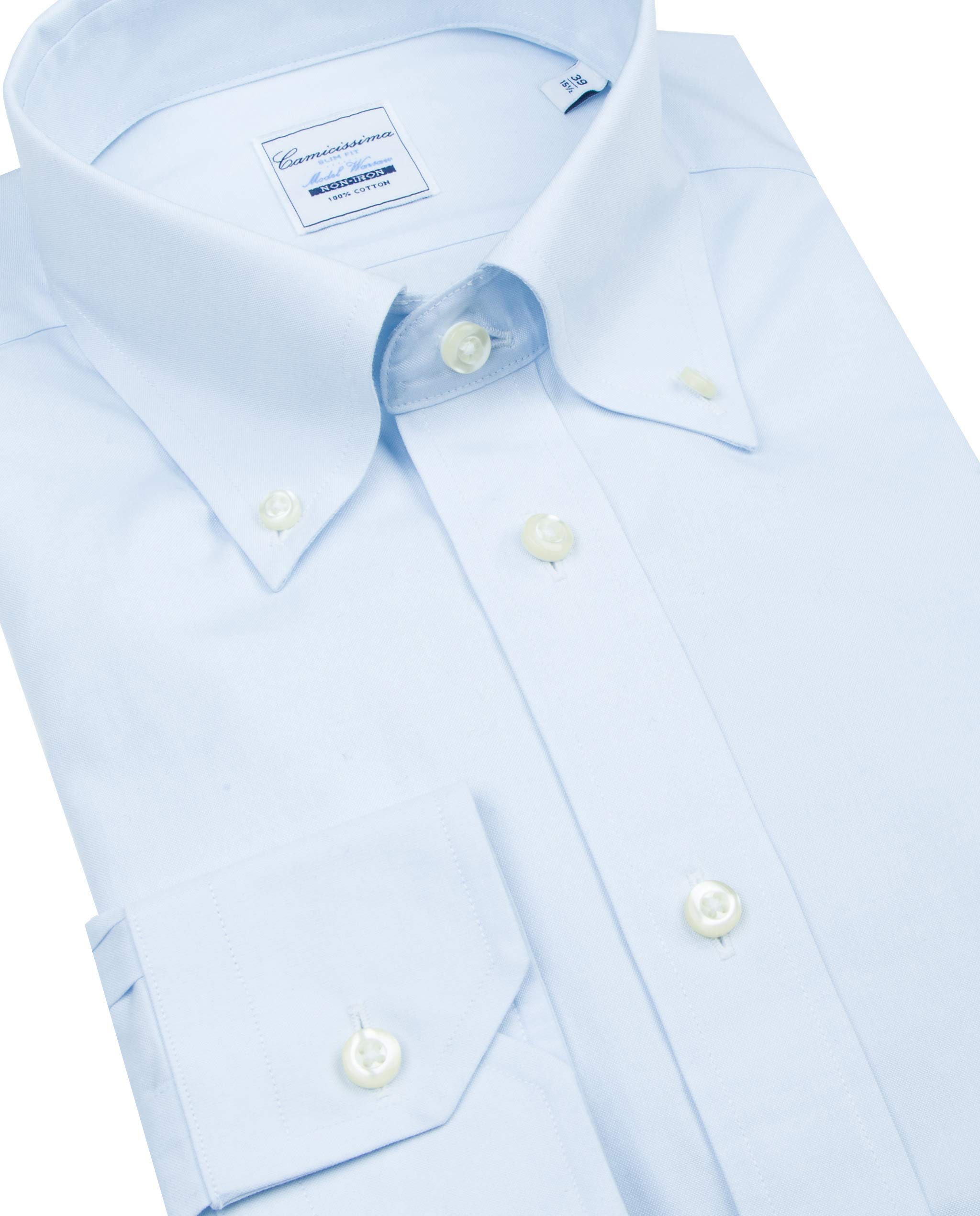 Camicissima Permanent Camicia Uomo Azzurra Slim Taschino
