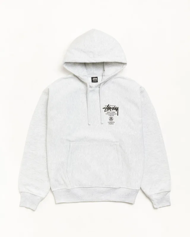 Stussy World Tour Hoodie felpa cappuccio grigia cotone