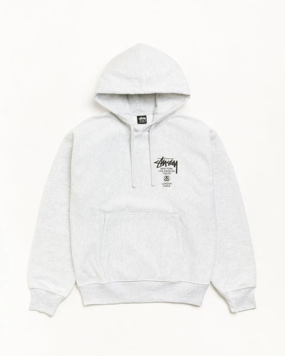 Stussy World Tour Hoodie felpa cappuccio grigia cotone