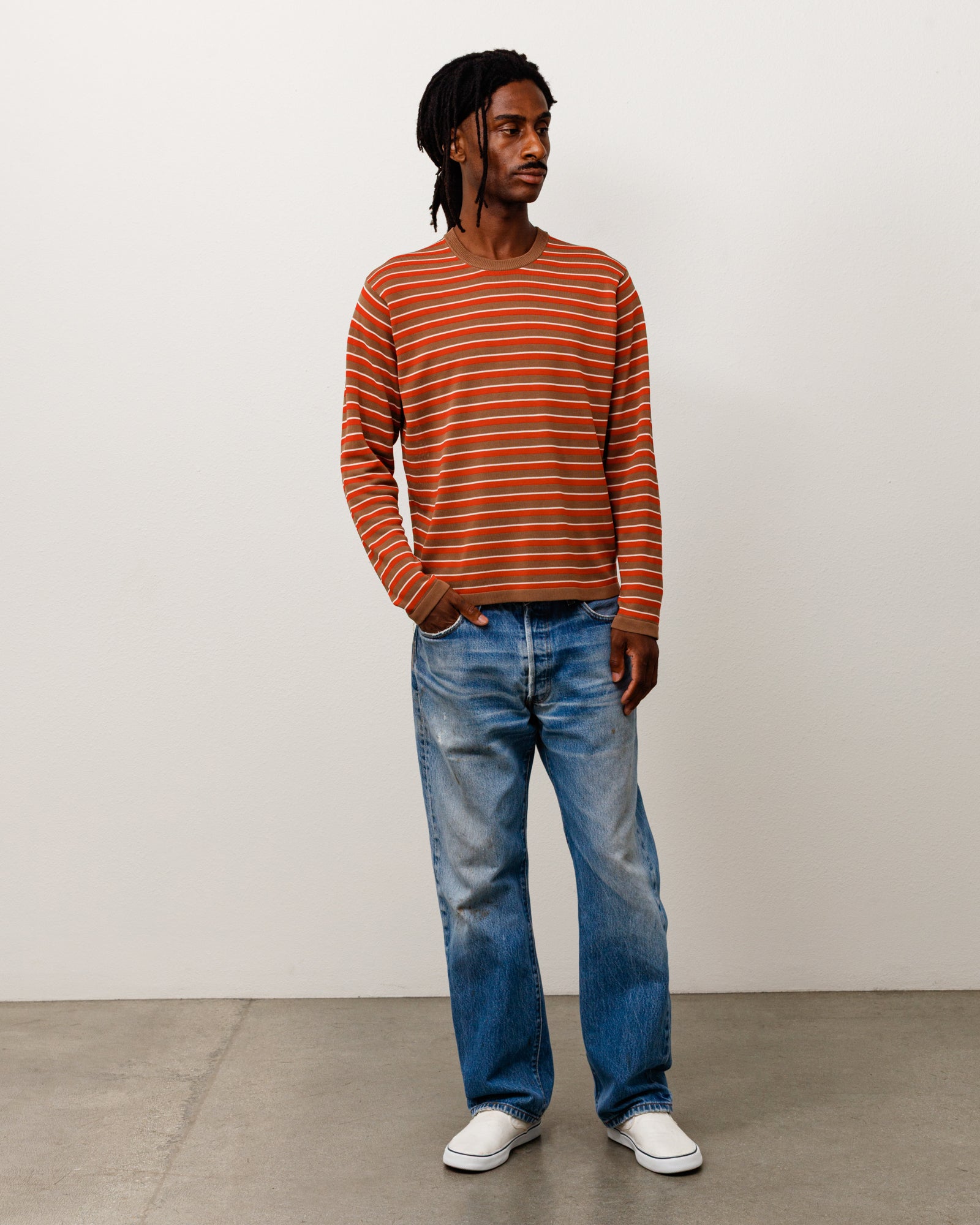 Stussy Lightweight Stripe Sweater maglione rosso righe