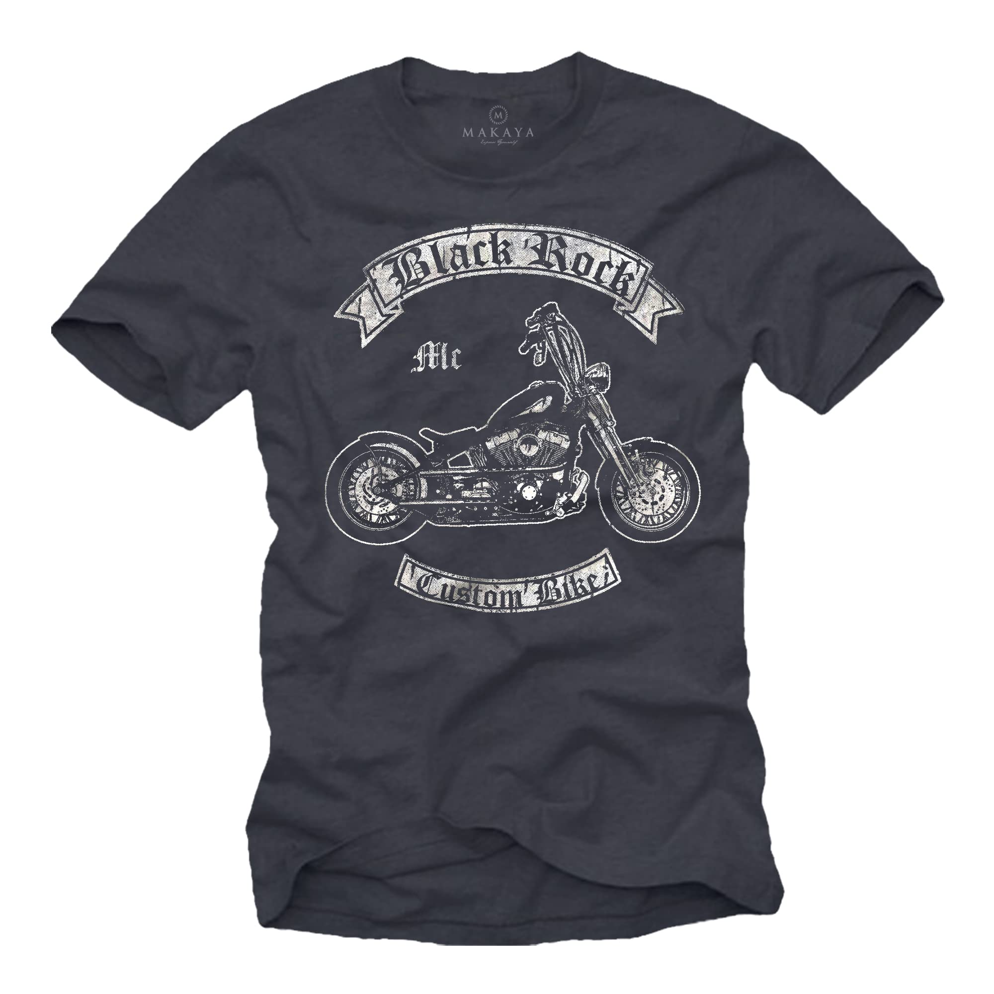 MAKAYA Moto maglietta uomo biker 100% cotone