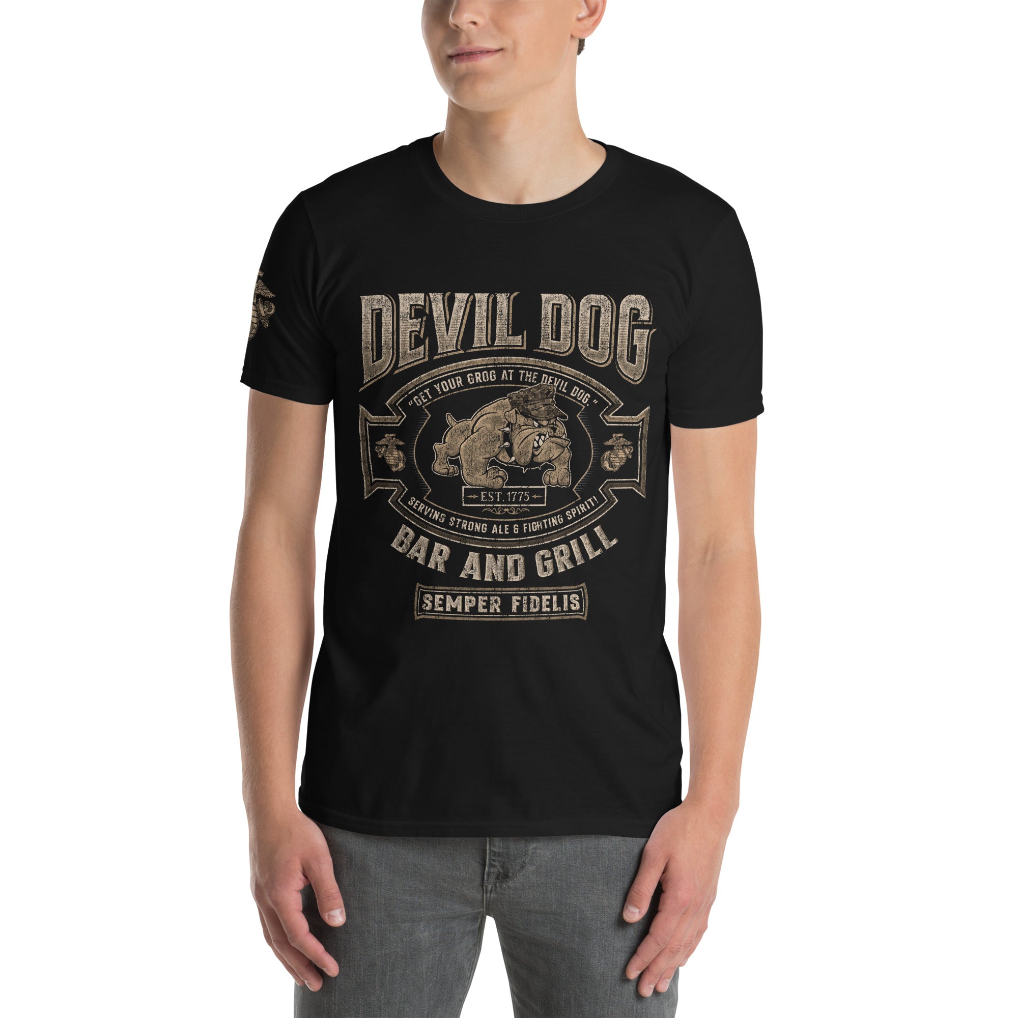 7.62 Design USMC Devil Dog Maglietta Nera Cotone Uomo