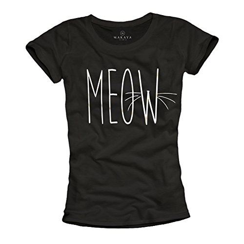 MAKAYA Meow maglietta donna in cotone taglia S