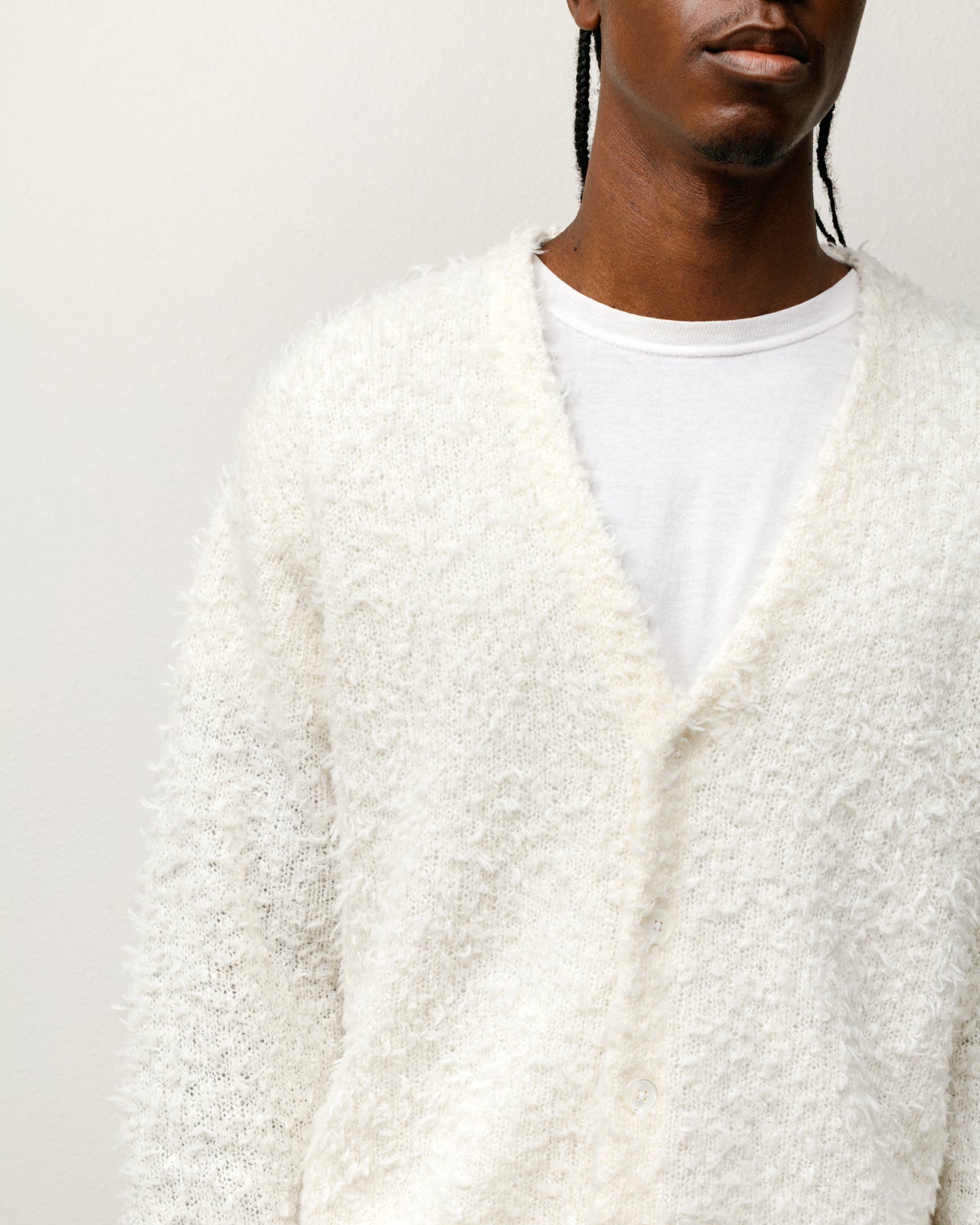 Stussy Textured Cardigan maglione Off White lana alpaca
