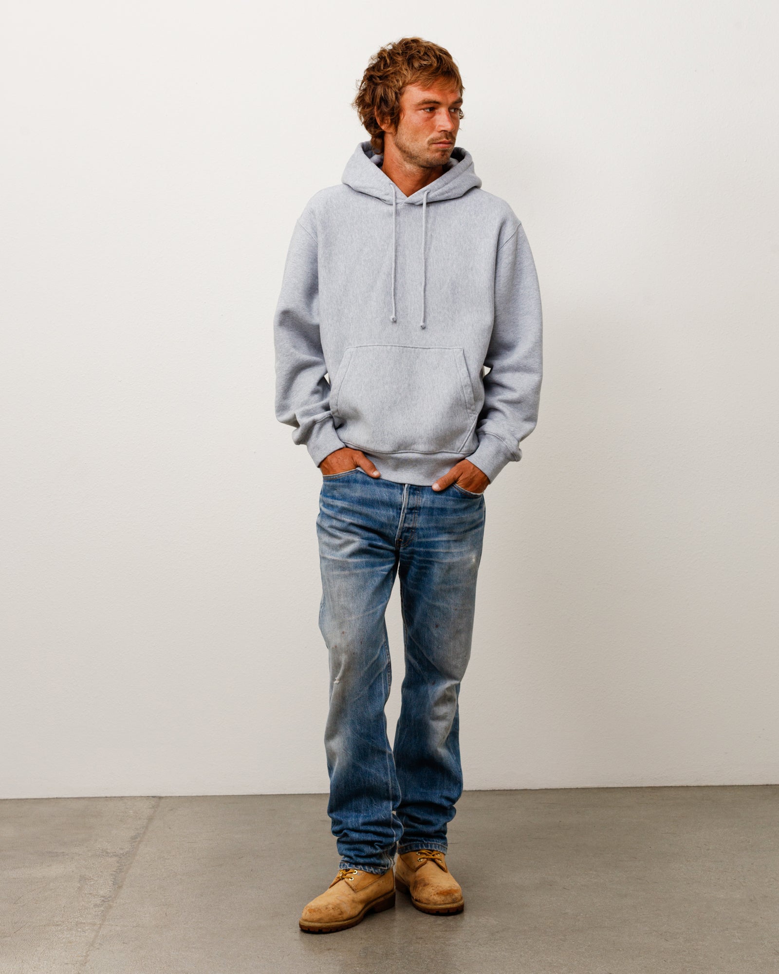 Stussy Sweats Fleece Hoodie felpa grigio melange 530 gsm