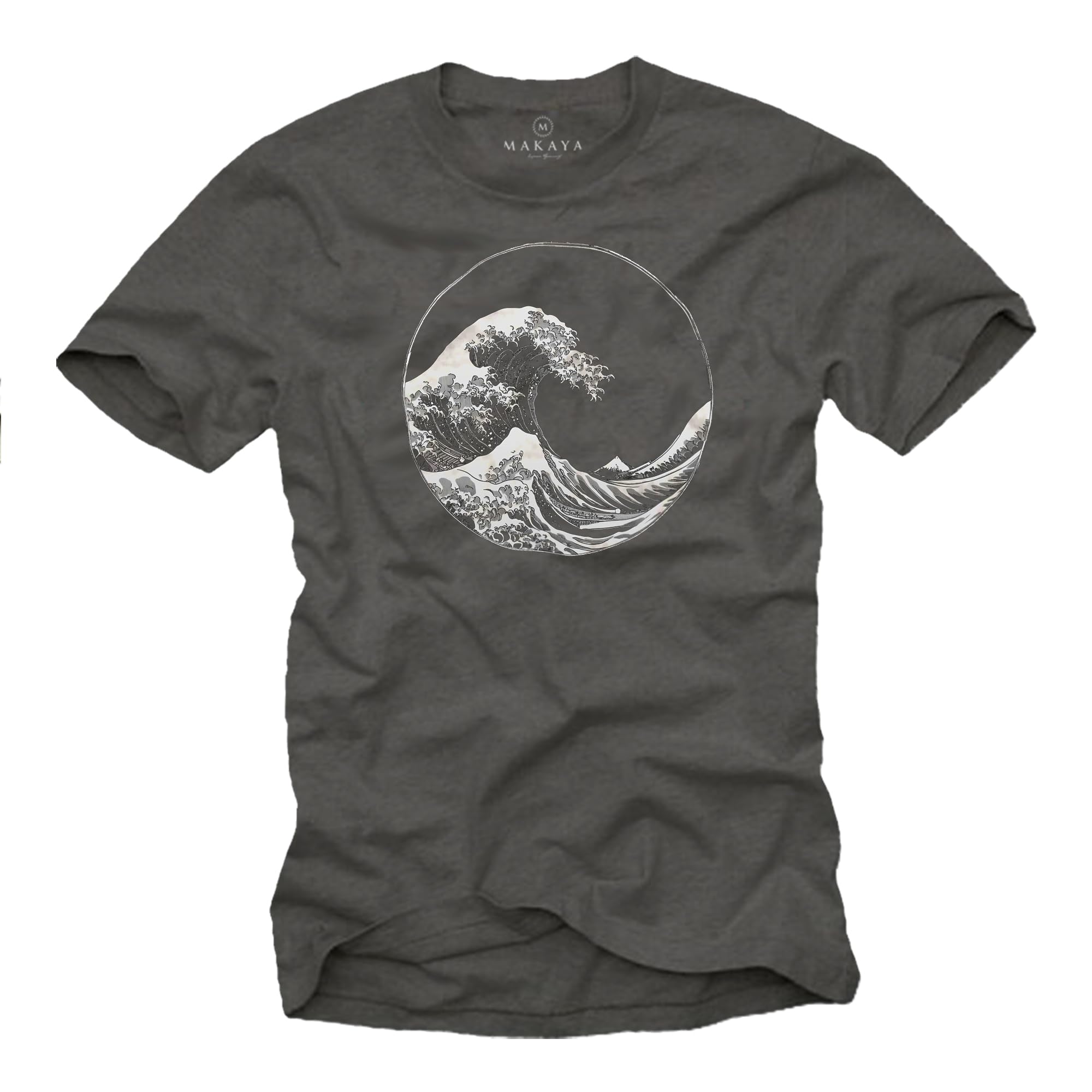 MAKAYA Onda Kanagawa T-Shirt Uomo Cotone Blu