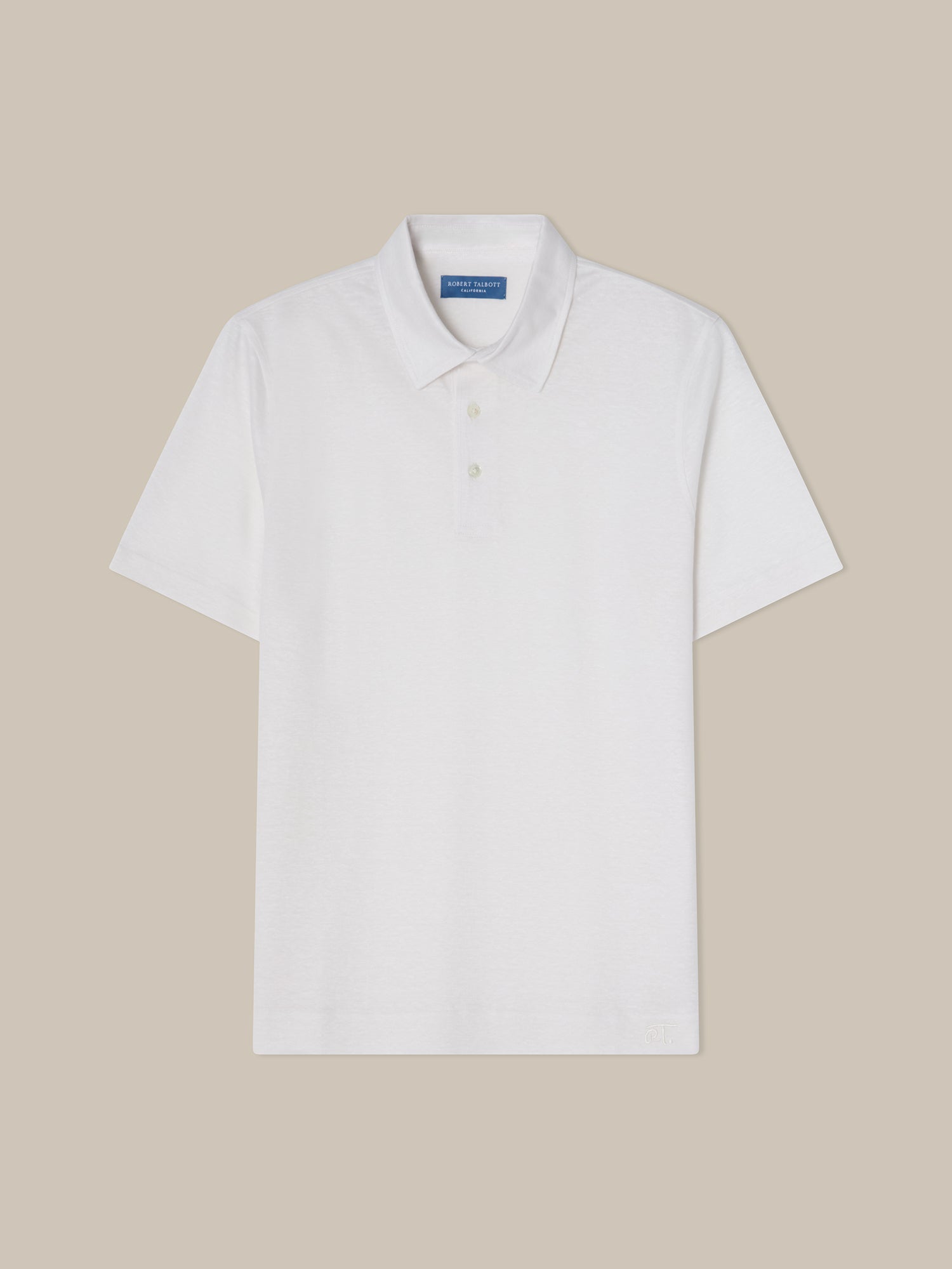 Robert Talbott Taylor polo lino bianca piquet S-XXL