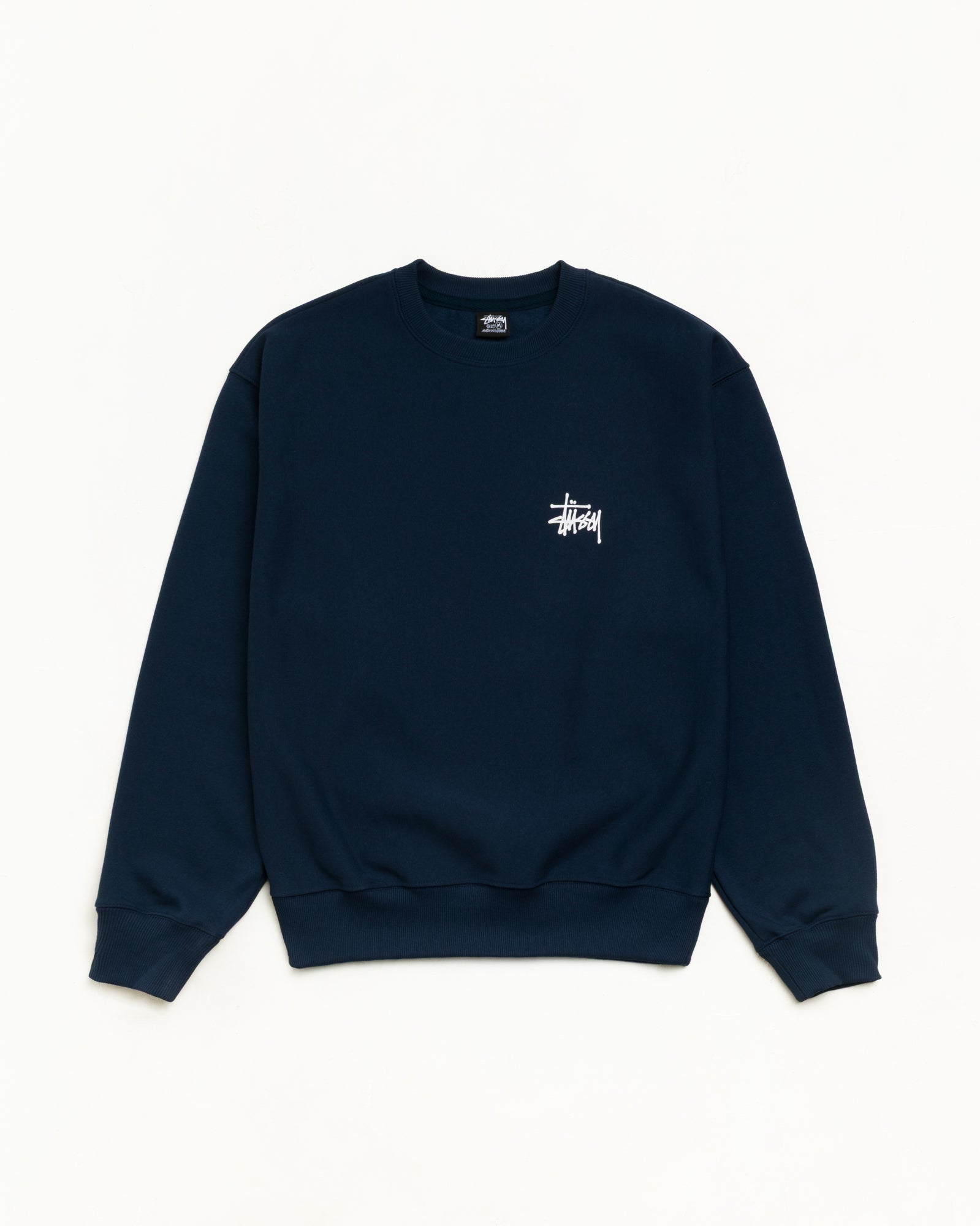 Stussy Basic Stussy Crew felpa navy 430 gsm