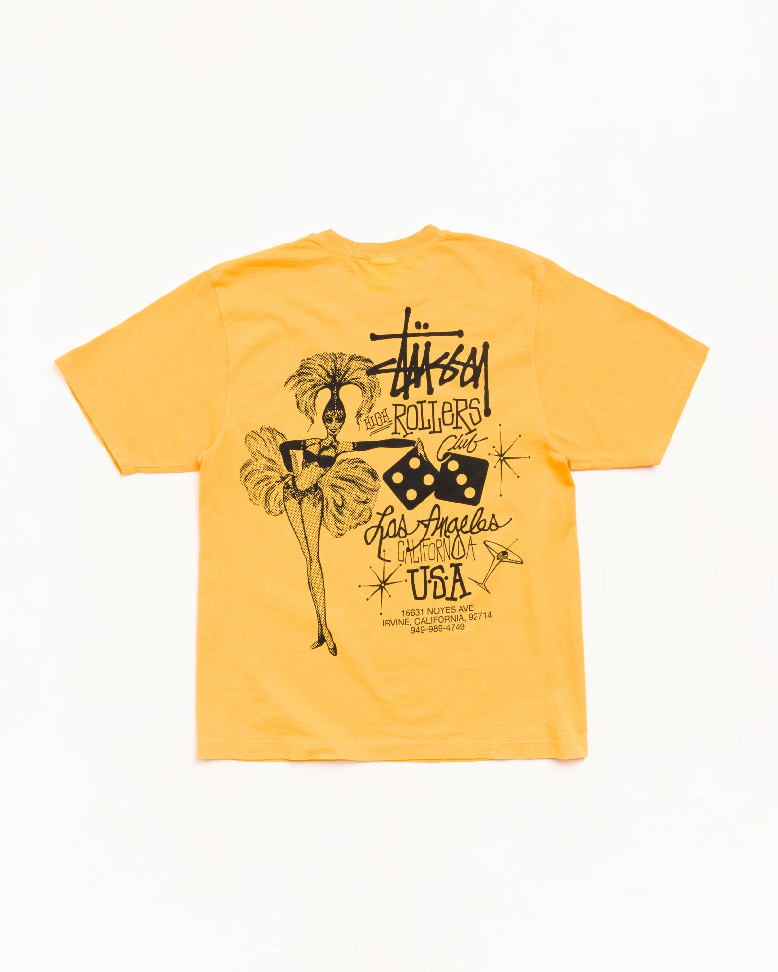 Stussy High Rollers Tee maglietta marigold pigment dyed cotone