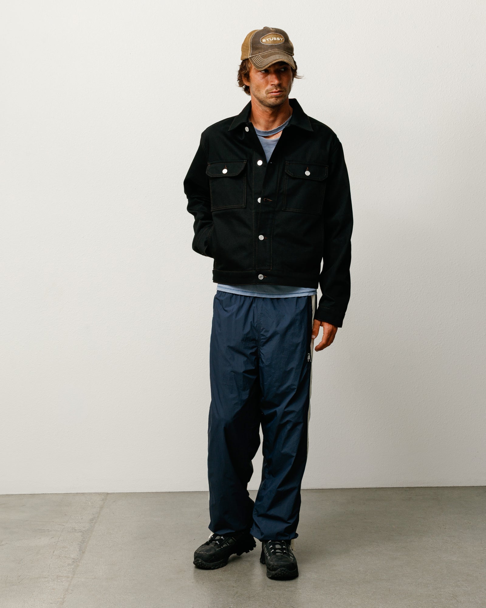 Stussy Side Stripe Track Pant pantaloni blu navy nylon