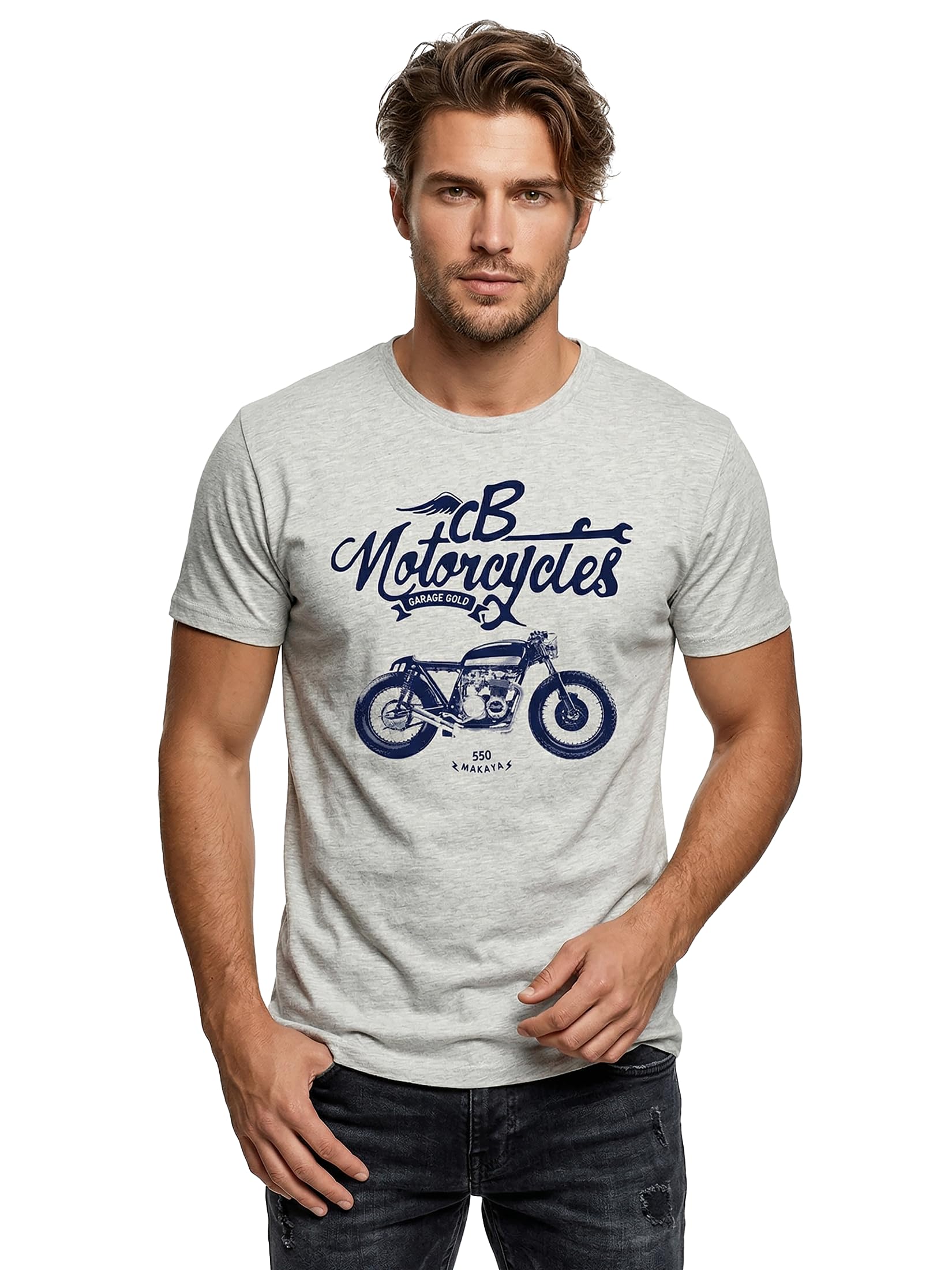 MAKAYA Moto Cafe Racer CB500 t-shirt uomo cotone taglia L