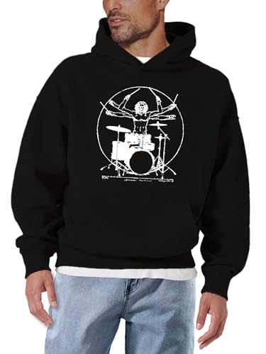Makaya Felpa Cappuccio Uomo M Stampa Chitarra Rock Cotone