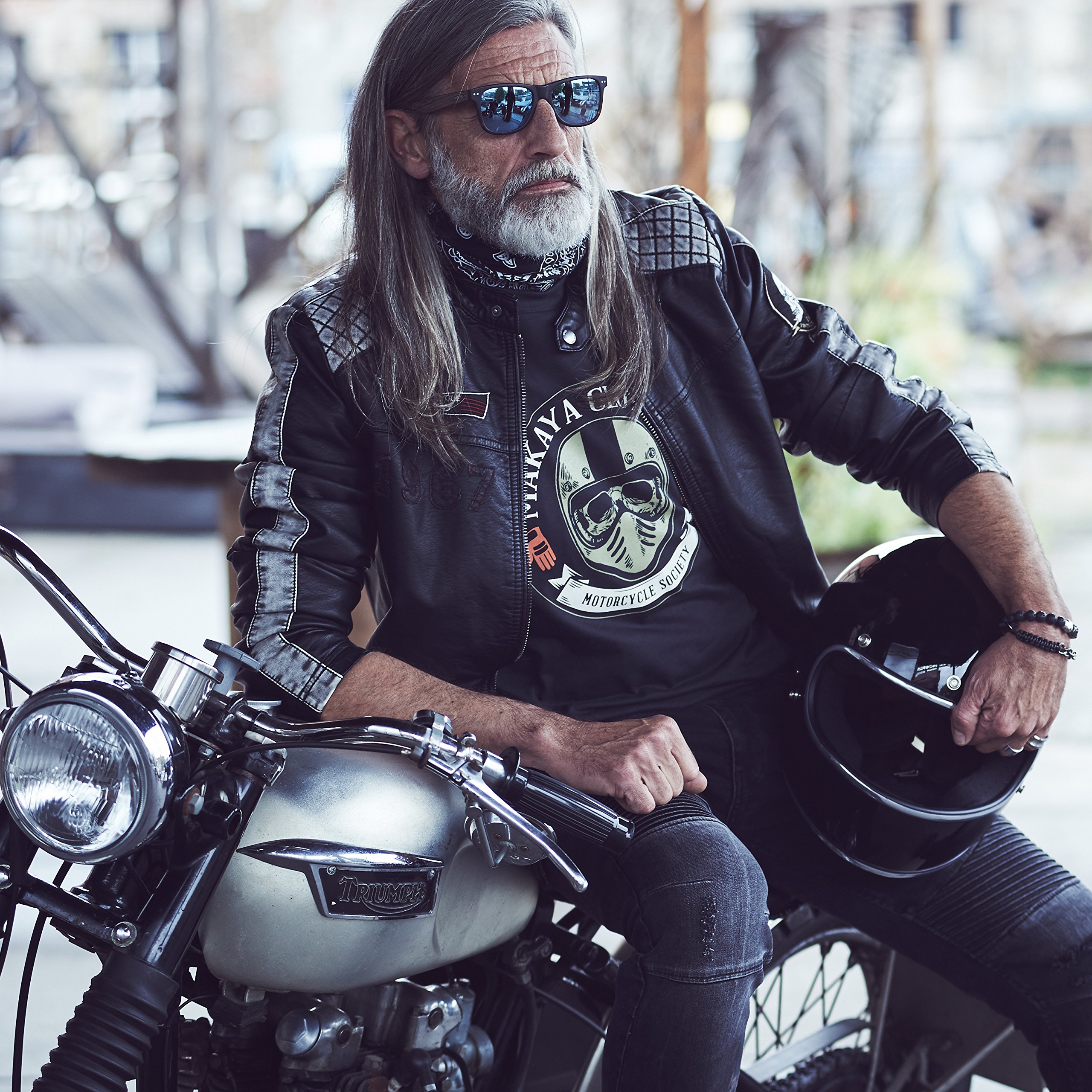 Makaya Motorcycle Society T-Shirt Uomo L Teschio