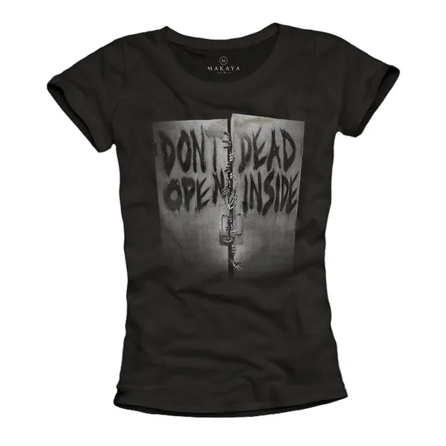 MAKAYA Don't Open Dead Inside T-Shirt Donna Nera S