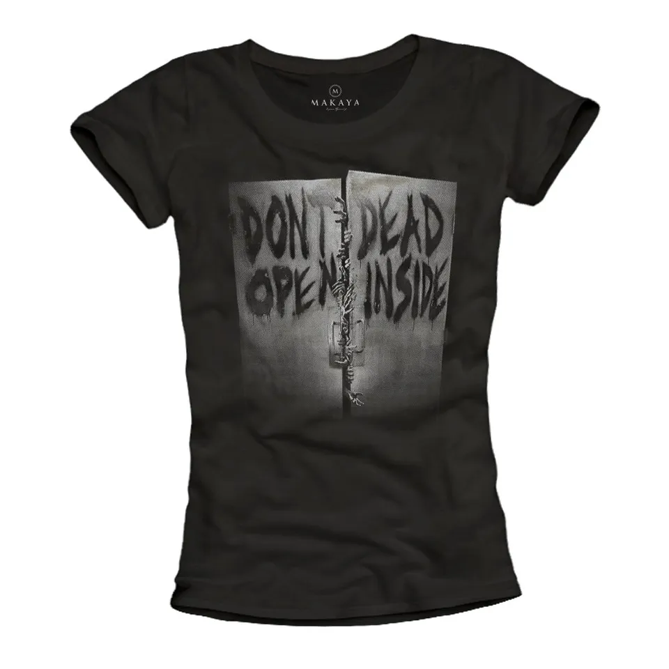 MAKAYA Don't Open Dead Inside T-Shirt Donna Nera S