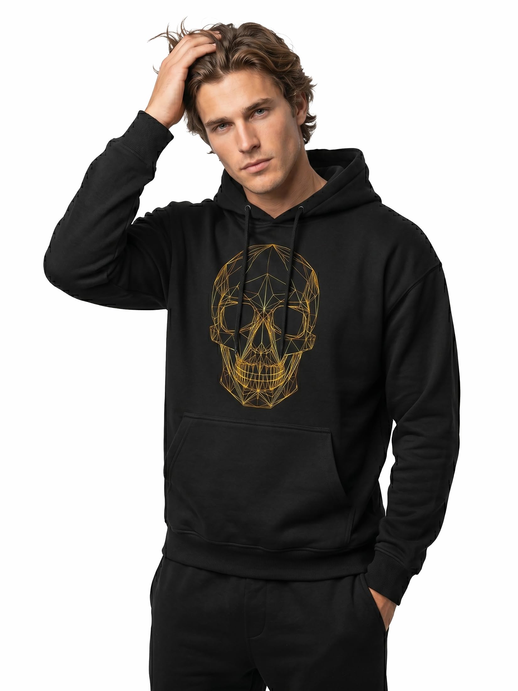 MAKAYA Teschio Skull felpa con cappuccio uomo taglia S cotone