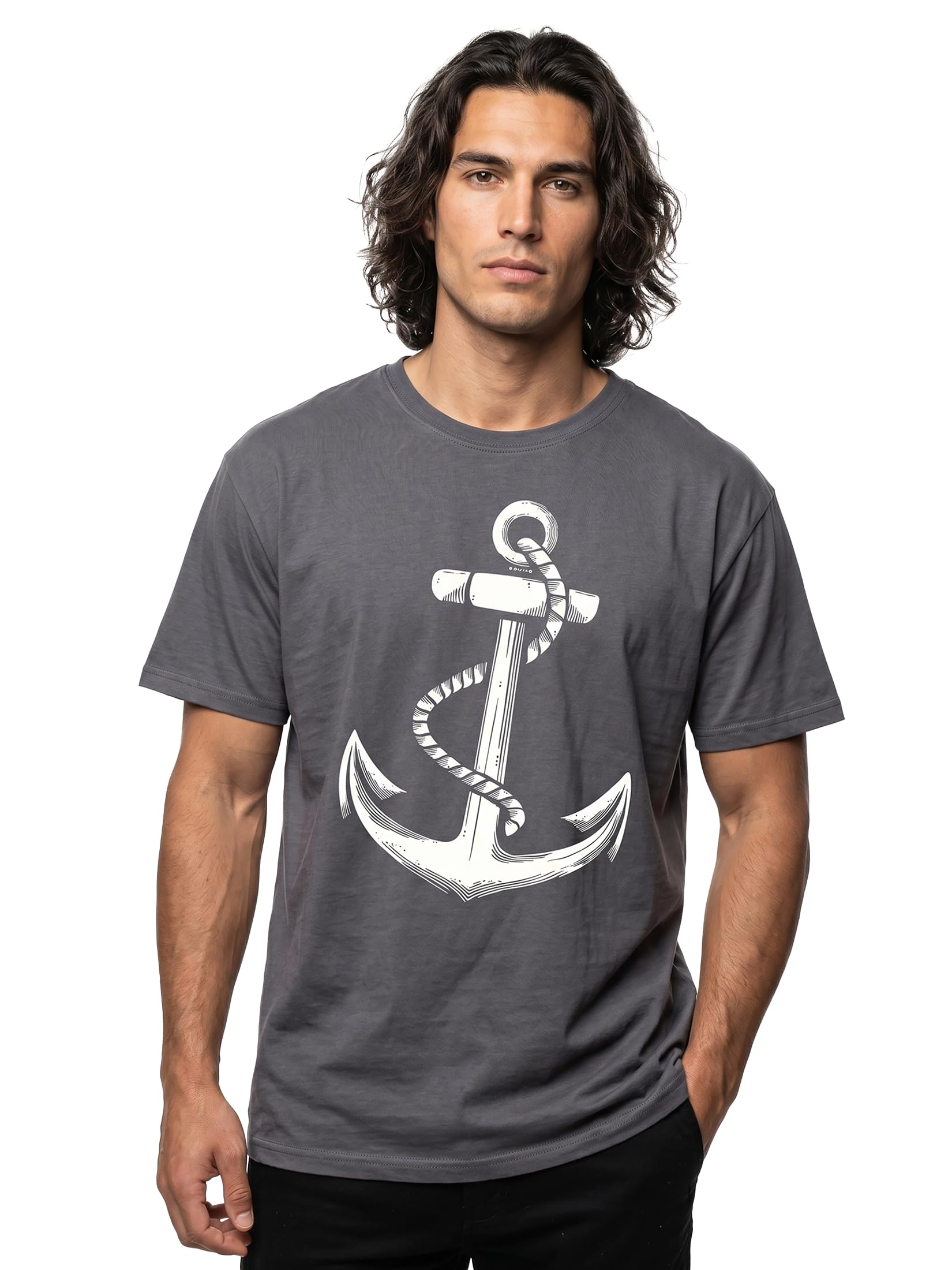 MAKAYA Anchor Barca Vela T-Shirt Uomo Cotone 185 g