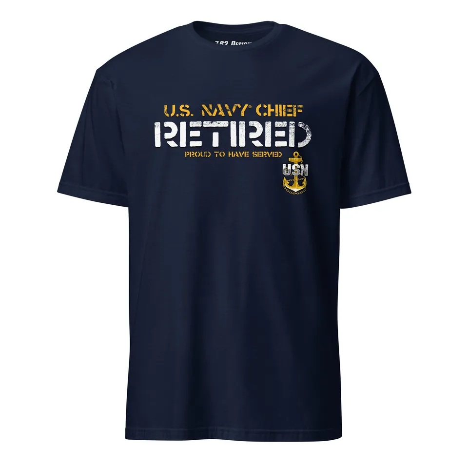 7.62 Design U.S. Navy Retired Chief T-Shirt uomo blu cotone