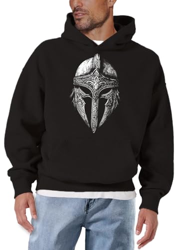 MAKAYA Felpe con Cappuccio Viking Elmo felpa XL cotone pettinato