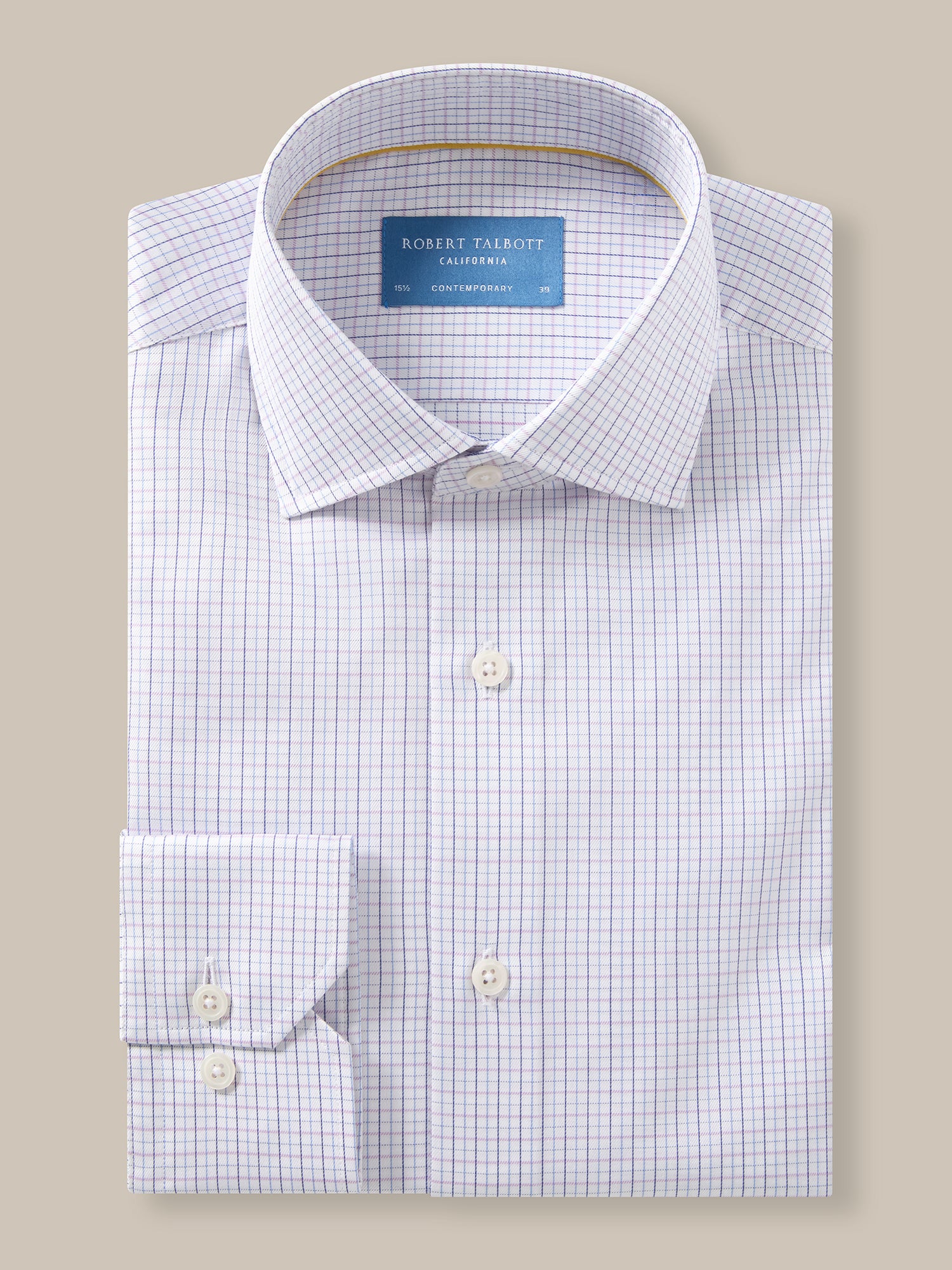 Robert Talbott Reynolds Tattersall camicia cotone lampone