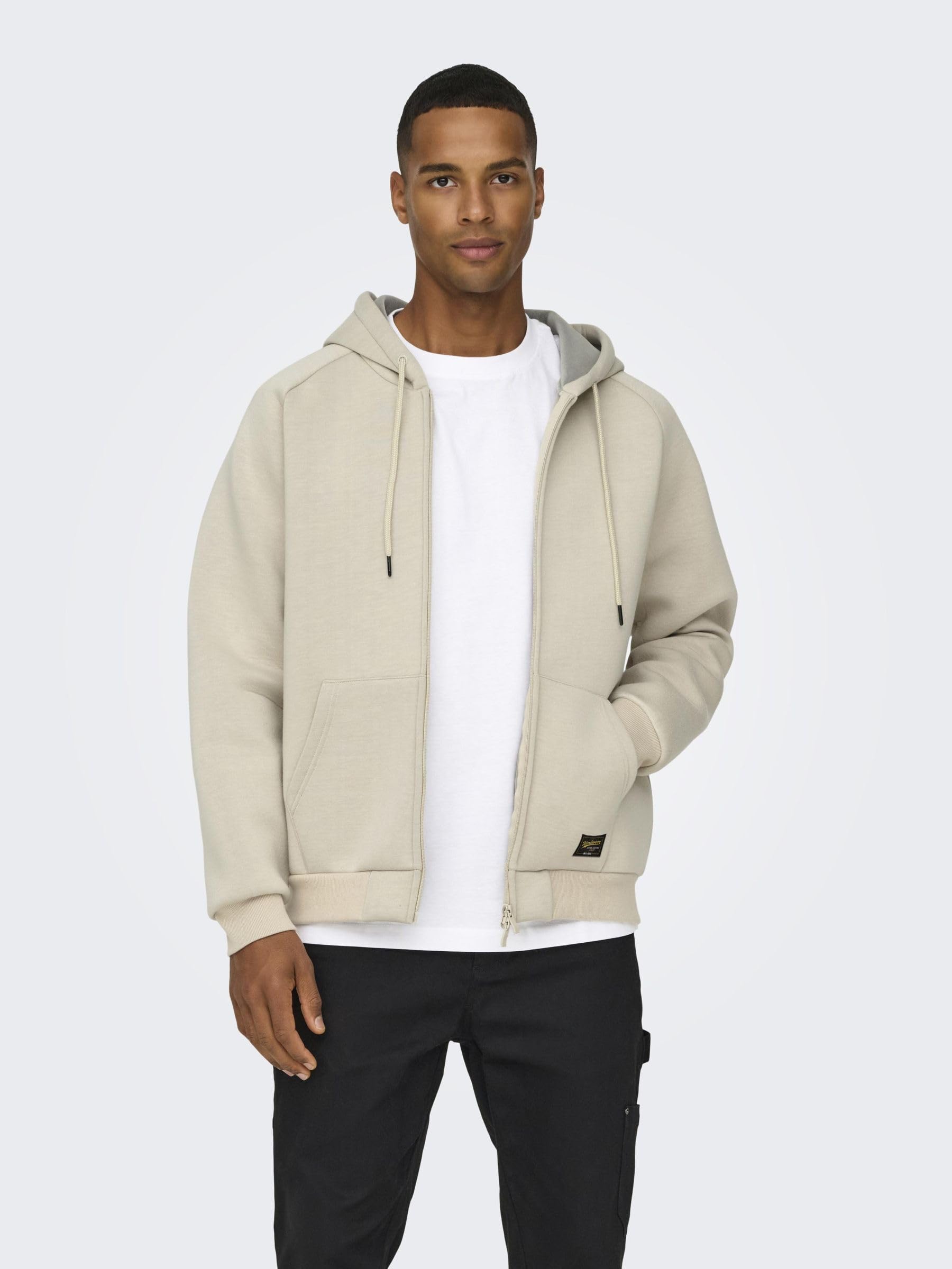 ONLY & SONS Onsbobbey Felpa Uomo con cappuccio e zip regular fit