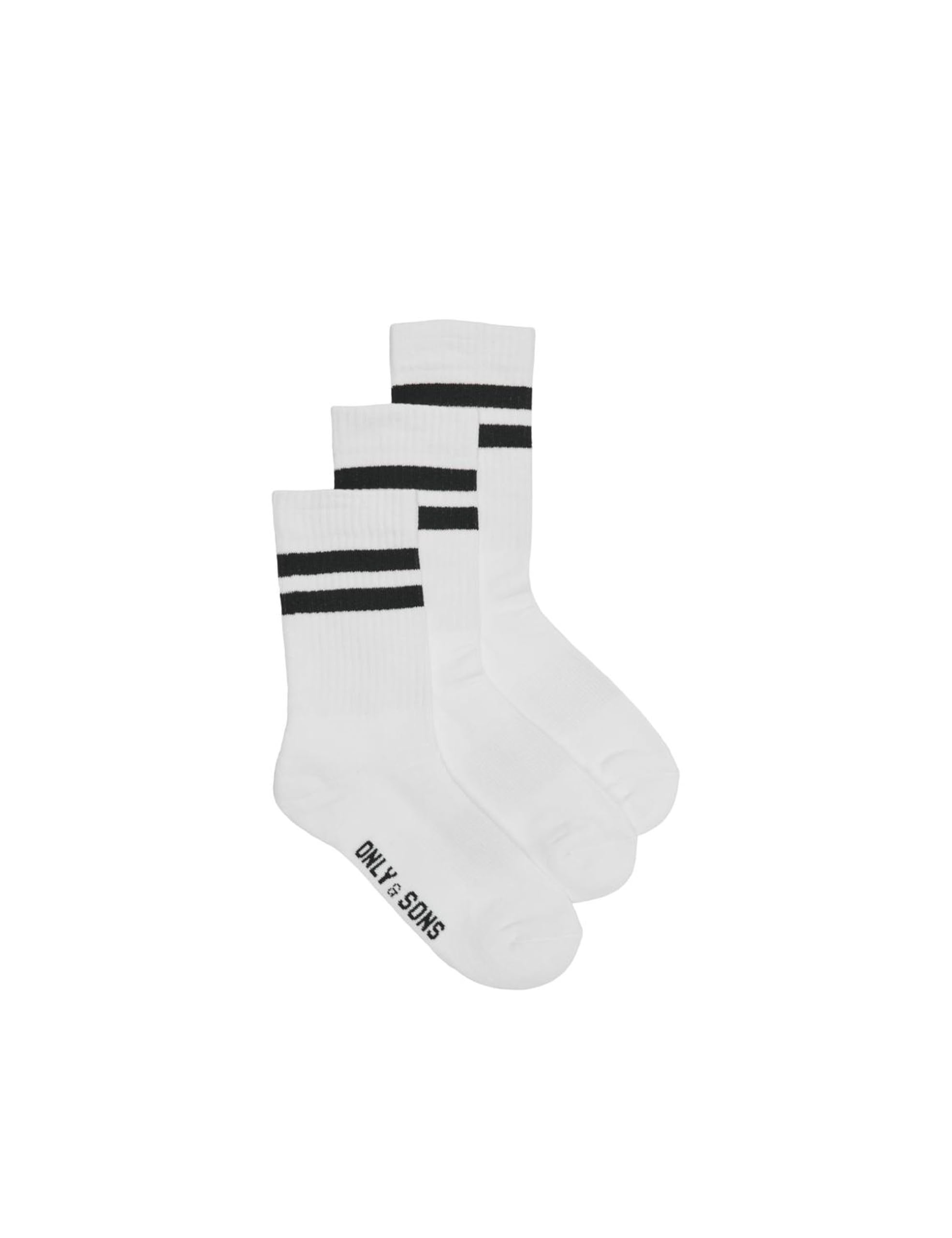 Only & Sons Onsrody Calzini Uomo 43-46 3 pack bianco strisce