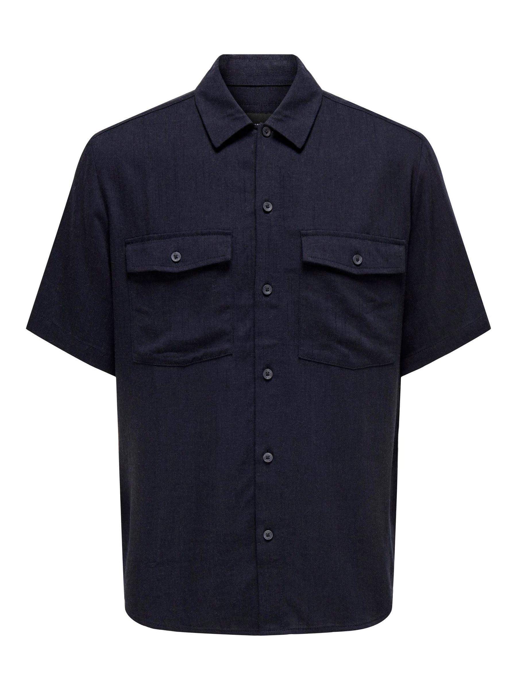 Only & Sons Camicia manica corta uomo S blu scuro tasche