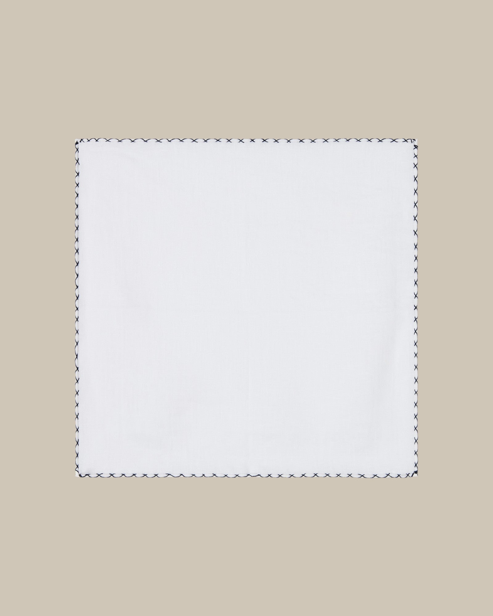 Robert Talbott Carlton Linen pochette lino bianco blu OS