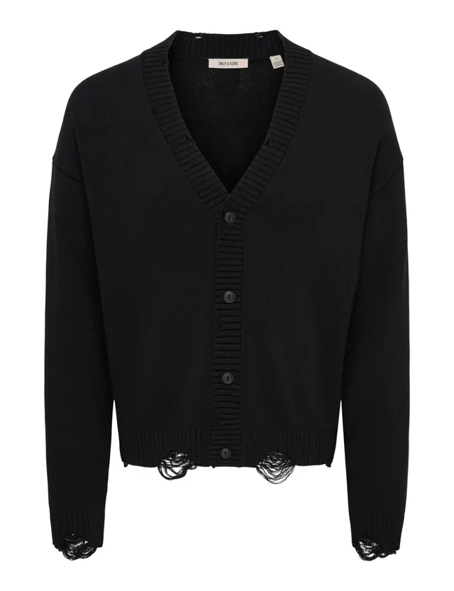 Only & Sons Onstune Cardigan Uomo Nero Crop con Bottoni