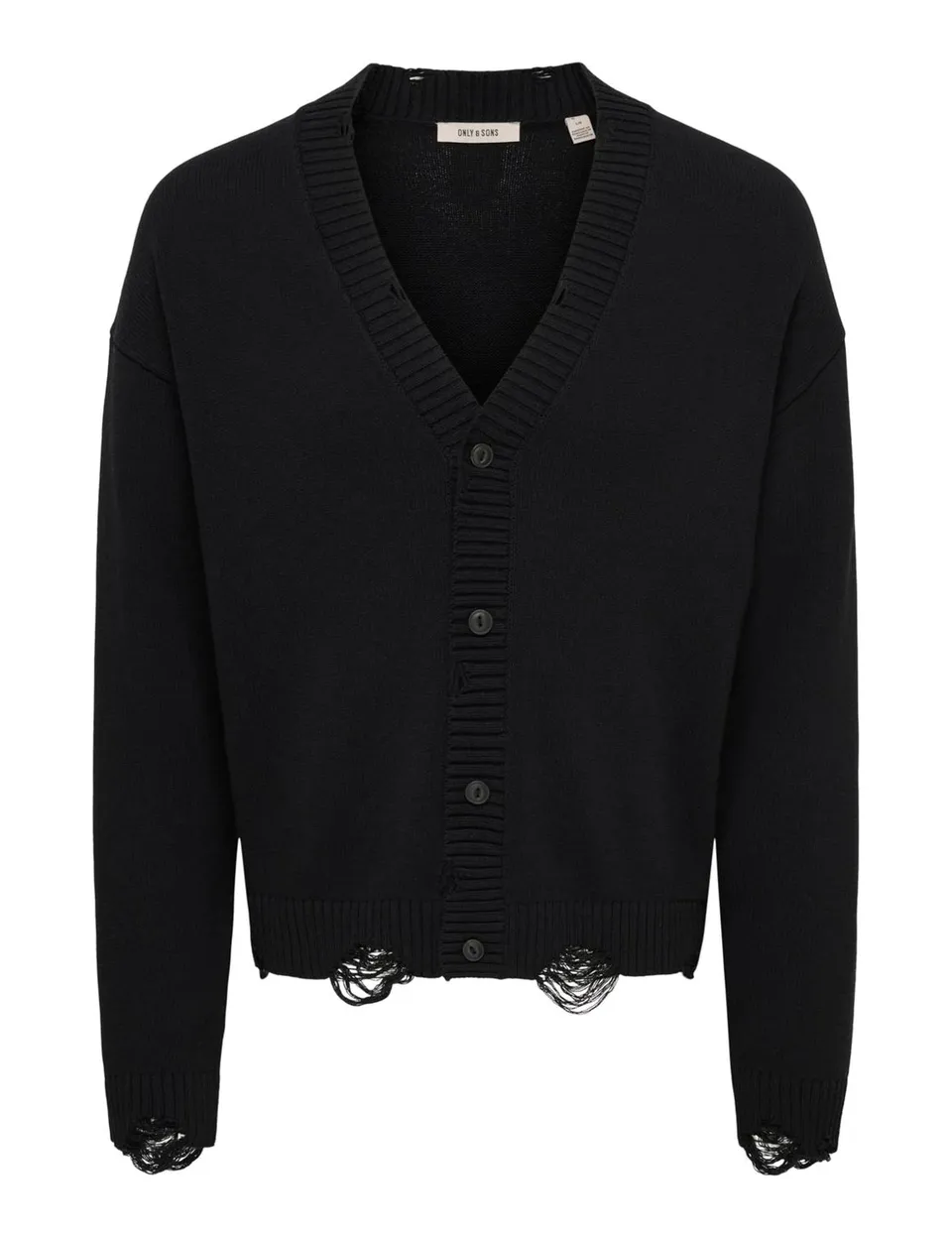 Only & Sons Onstune Cardigan Uomo Nero Crop con Bottoni
