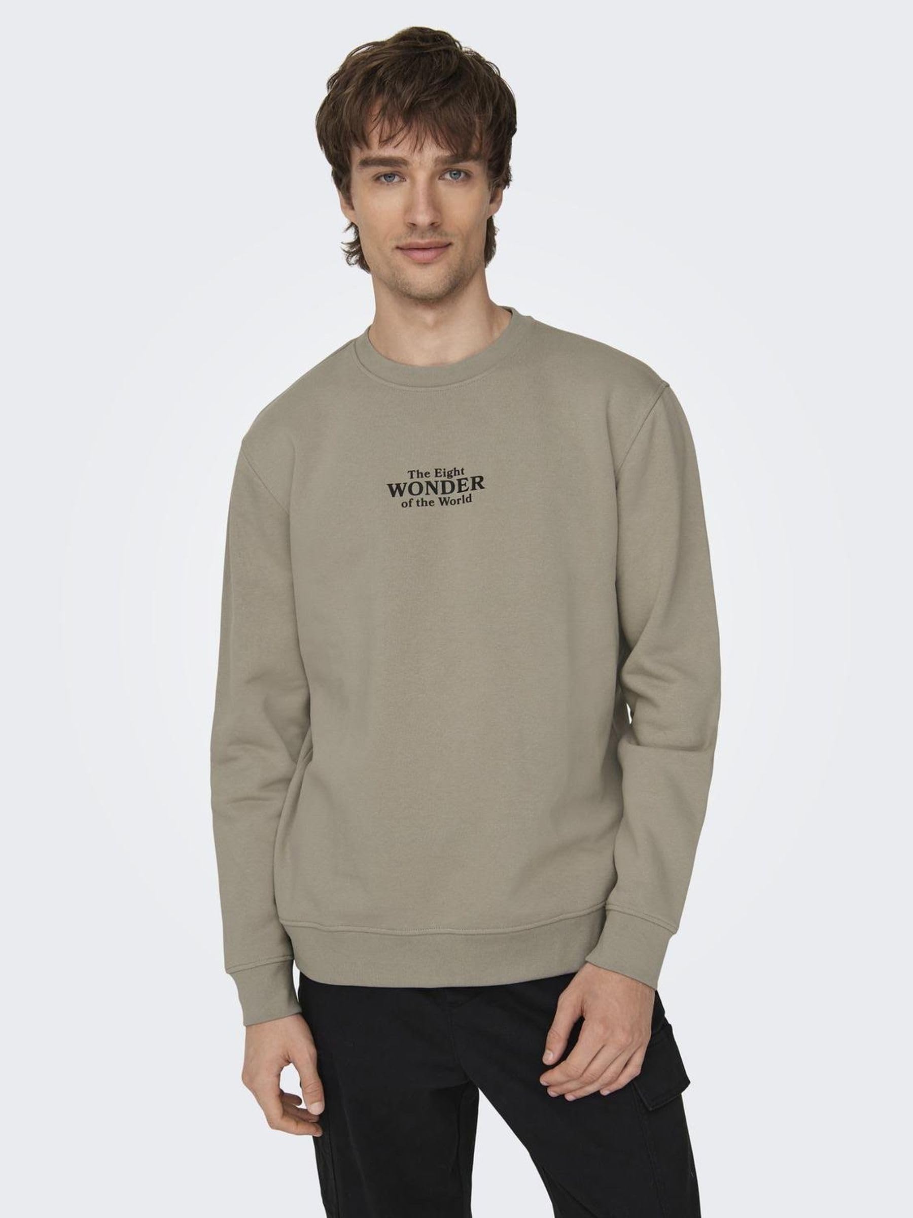 ONLY & SONS Onscelebrity felpa uomo khaki girocollo