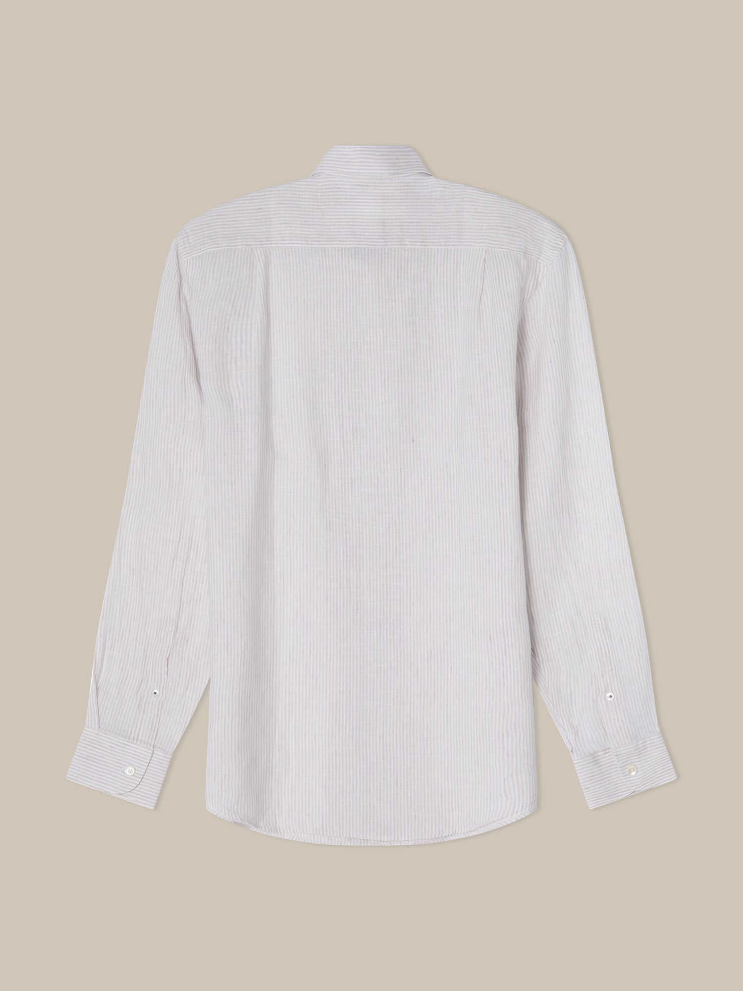 Robert Talbott Morgan Medium Stripe camicia lino grigia riga media