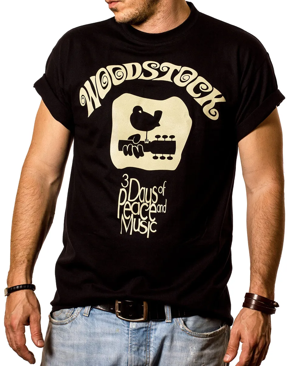 MAKAYA Woodstock T-Shirt Uomo Hippie Rock L 100% Cotone