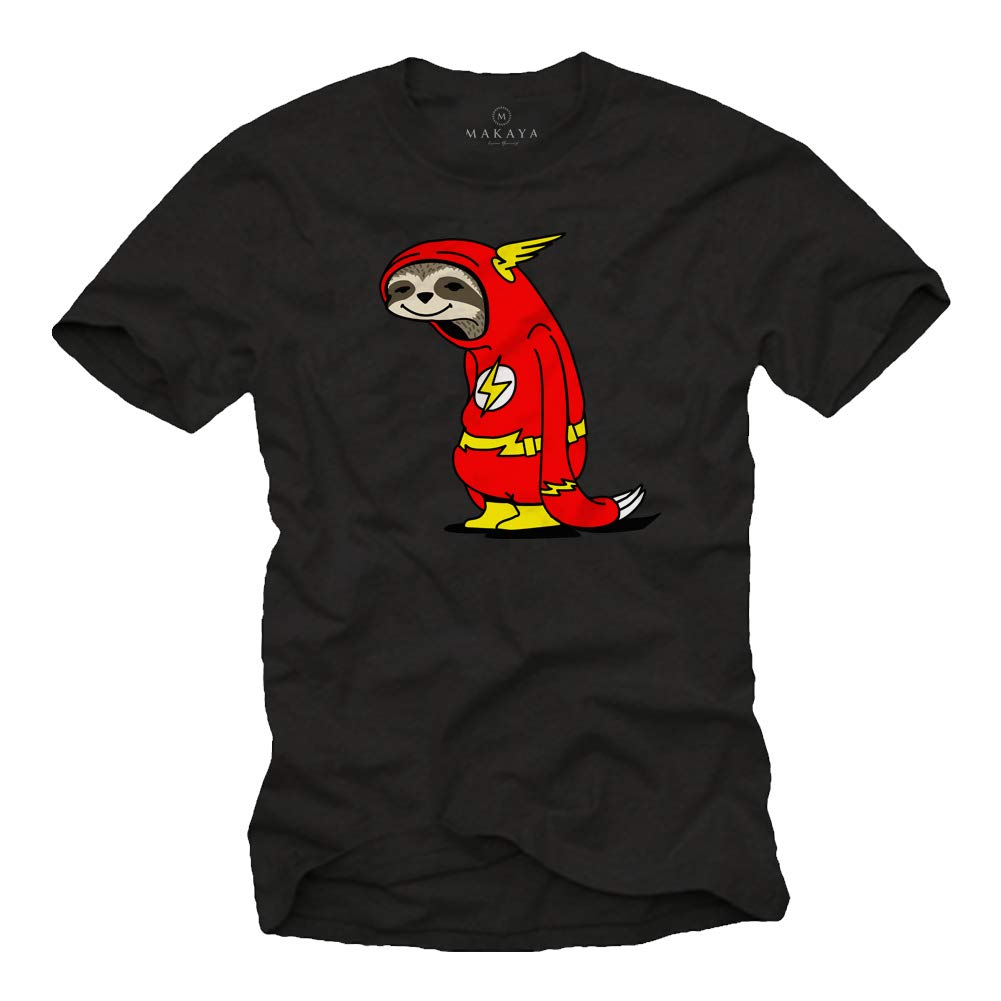 MAKAYA Flash Bradipo T-Shirt Uomo Blu 100% Cotone