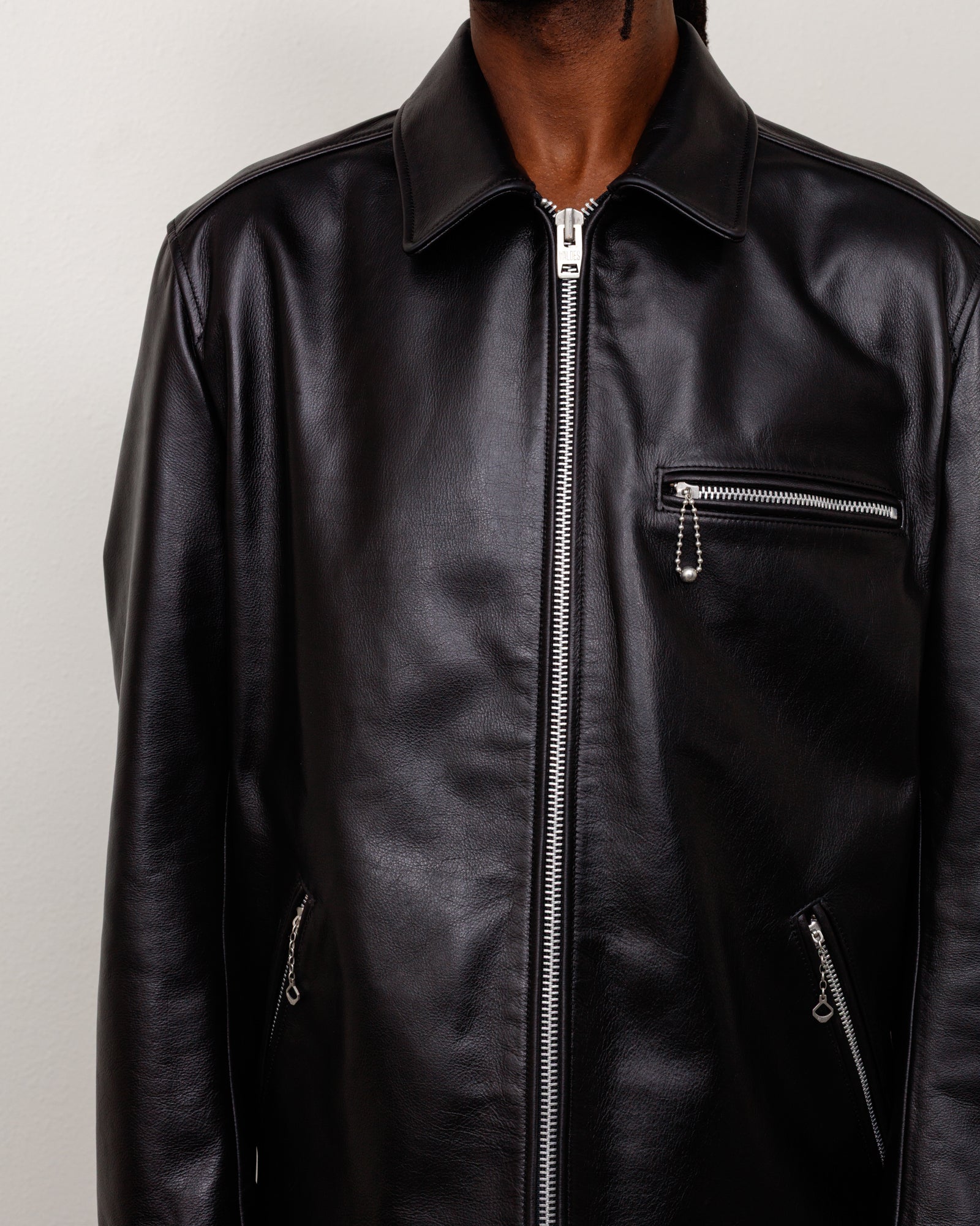 Stussy Junya Leather Jacket giacca pelle nera pelle 100%