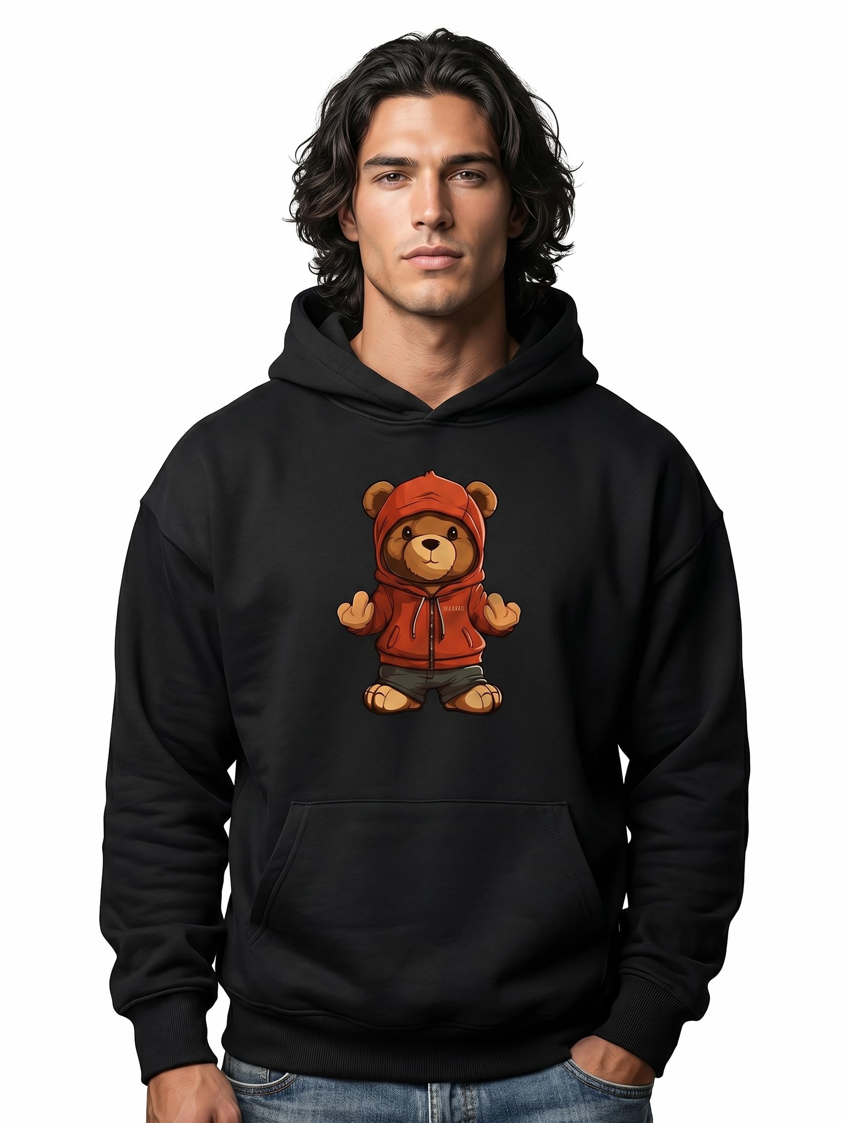 MAKAYA Felpe con Cappuccio Orso felpa uomo M