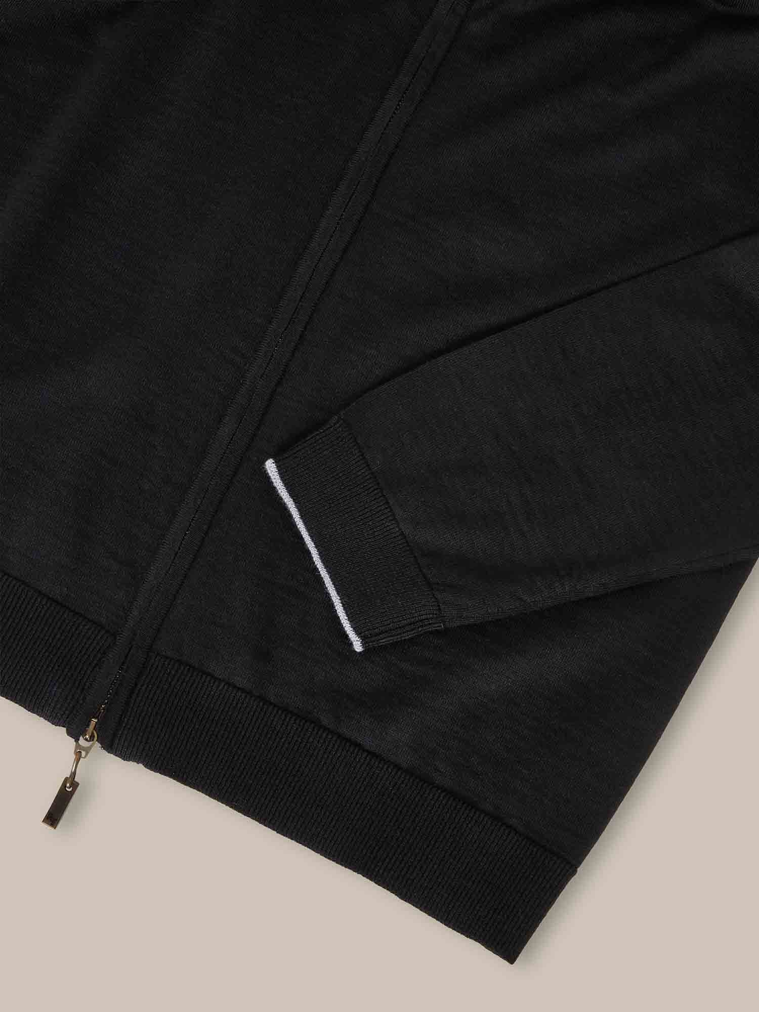 Robert Talbott Dalton Full Zip maglione merino nero con zip