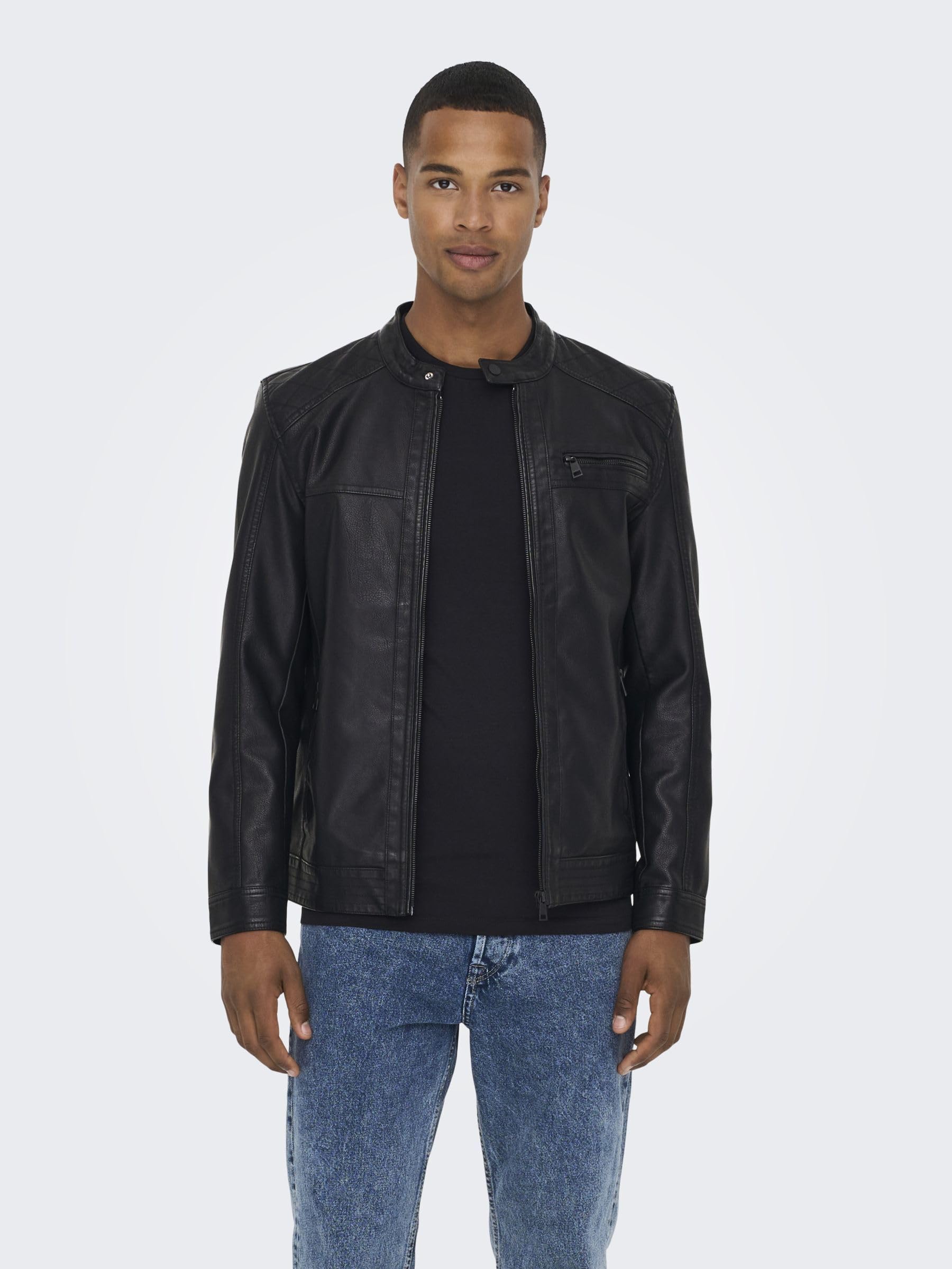 ONLY & SONS Onsal Pu Giacca Ecopelle Nero Trapuntata