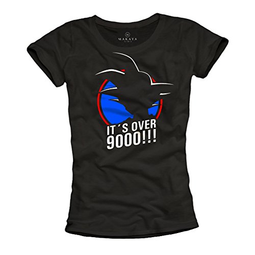 MAKAYA T-Shirt Uomo Maglietta Cotone Son Goku Over 9000 Nera L