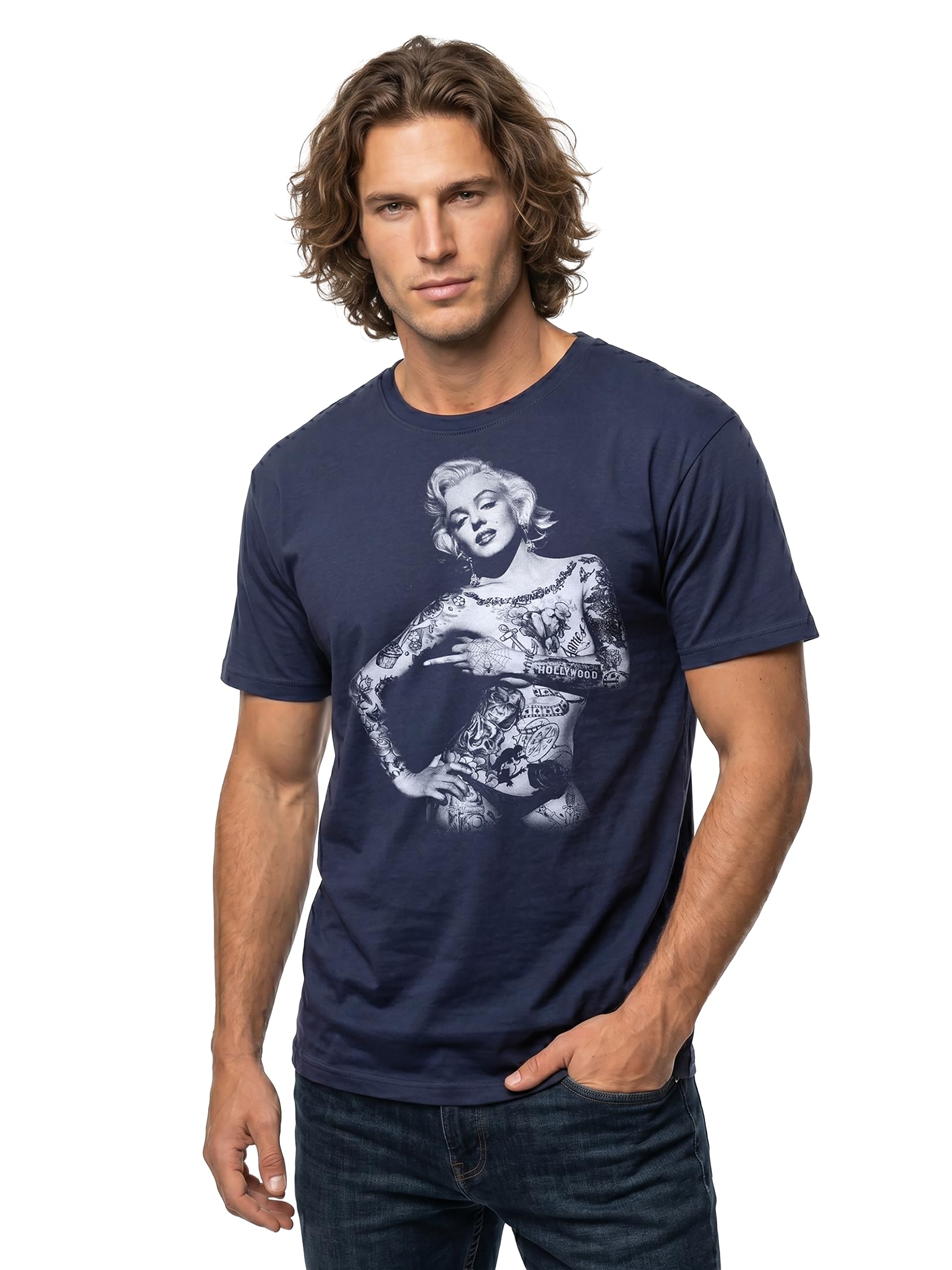 Makaya T-Shirt Donna Tattoo Pin Up Maglietta Blu S Cotone
