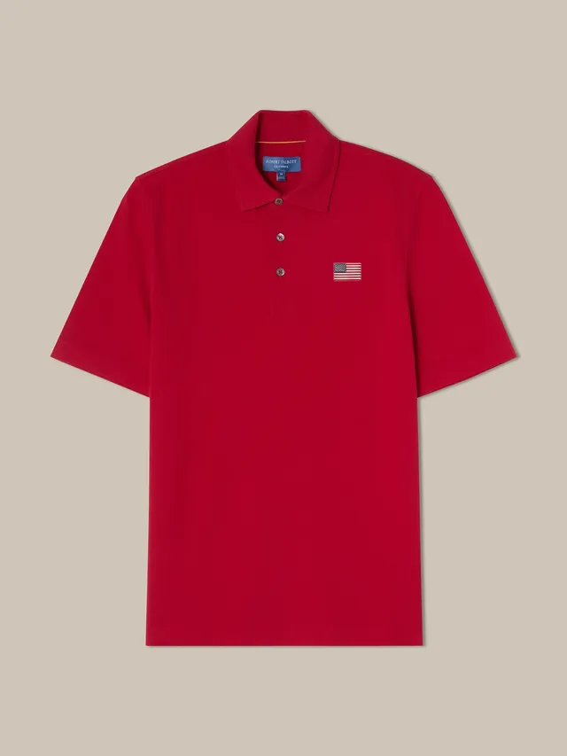 Robert Talbott USA Flag polo cotone rossa manica corta
