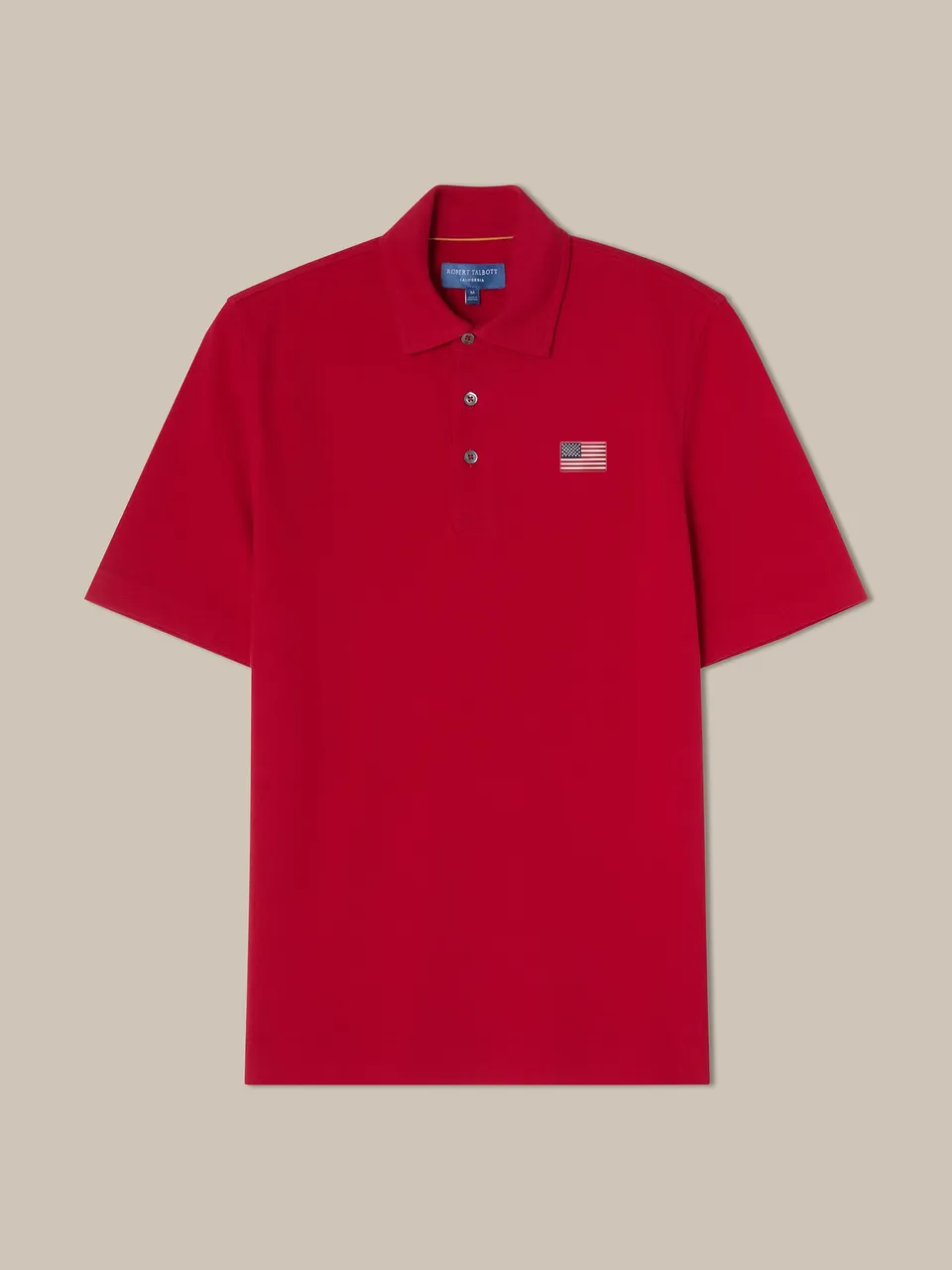 Robert Talbott USA Flag polo cotone rossa manica corta