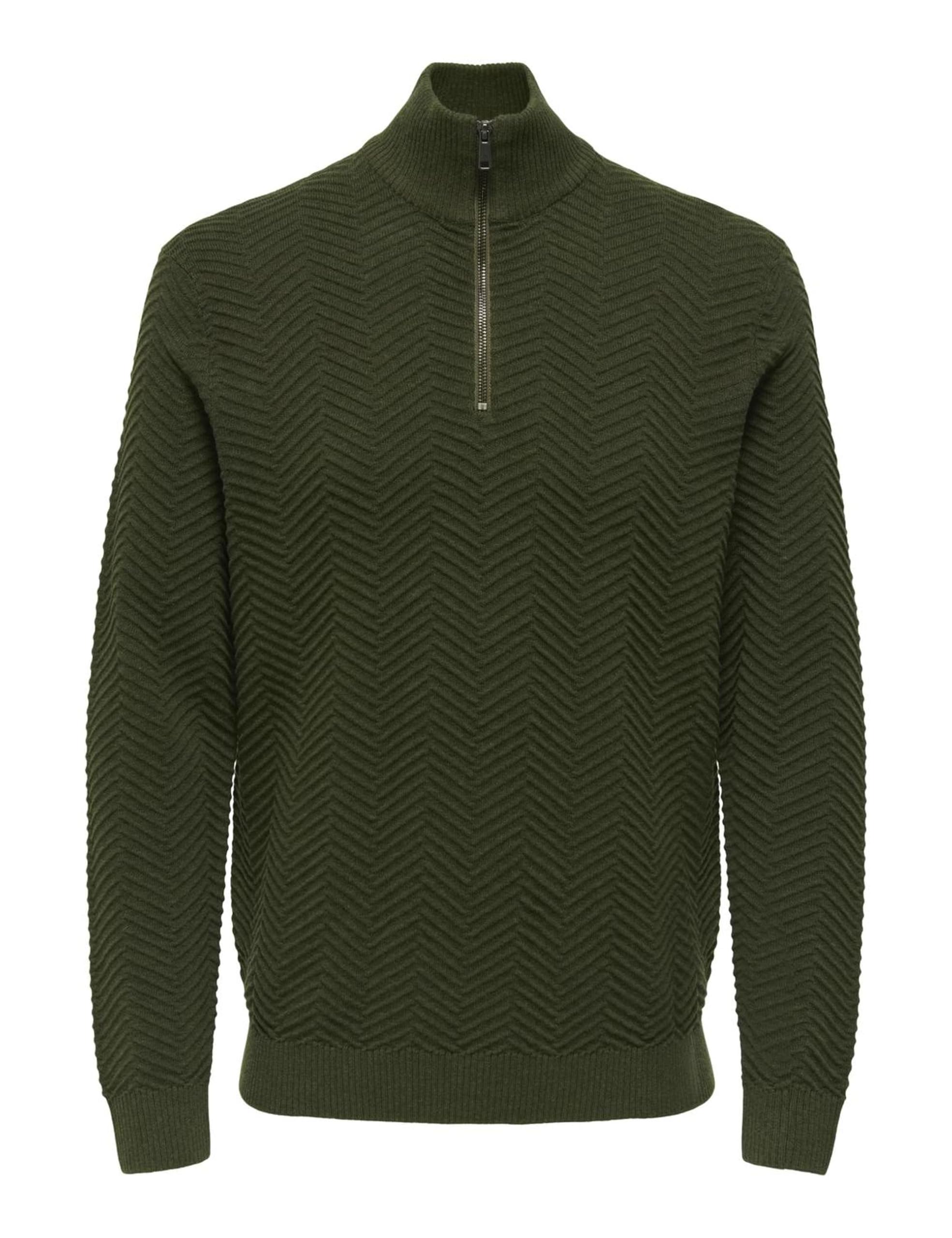 Only & Sons Onsmace Mezza Zip Maglione Olive Night