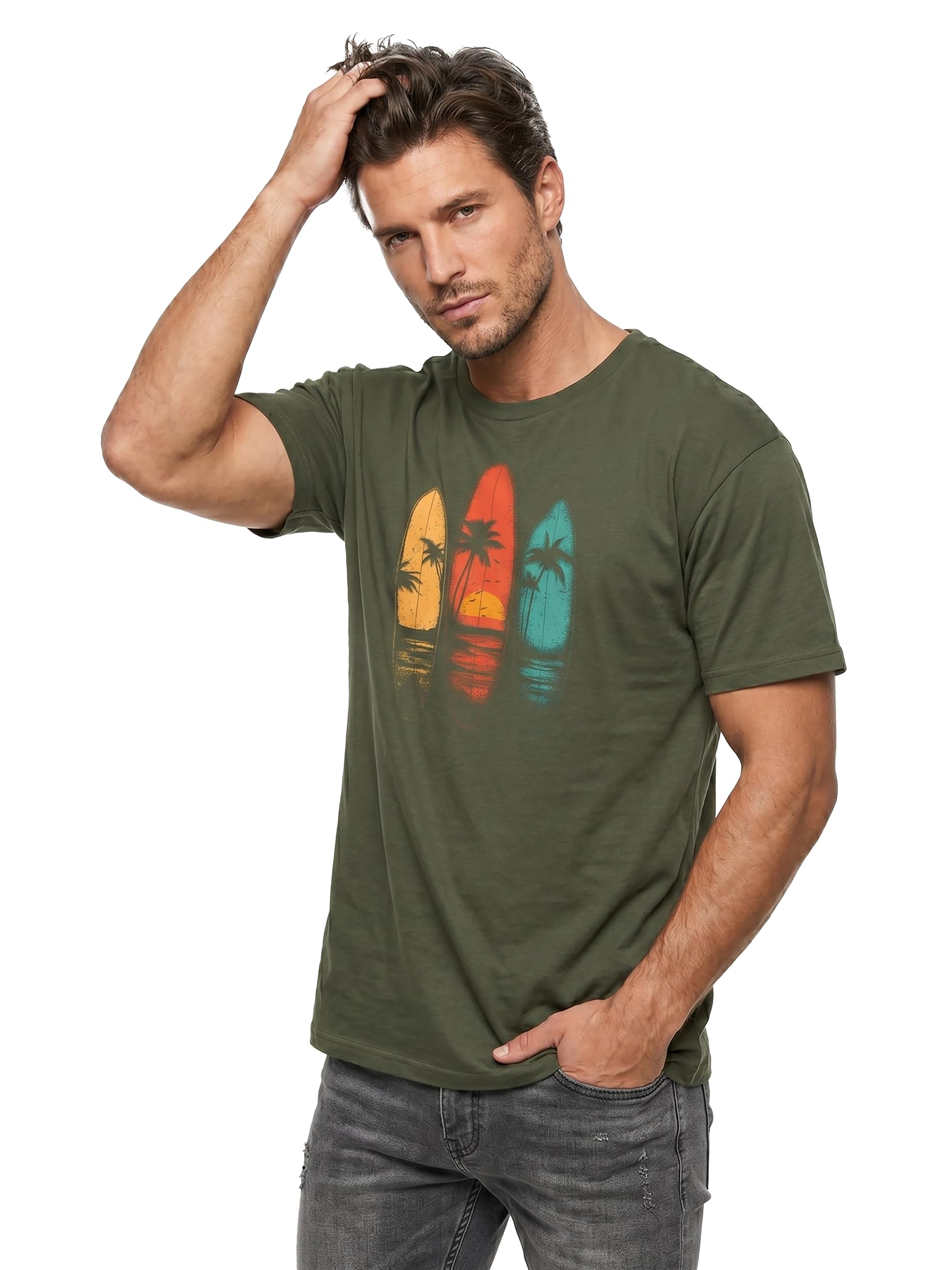 MAKAYA T-Shirt Uomo Surf Maglietta California Nera XL Cotone